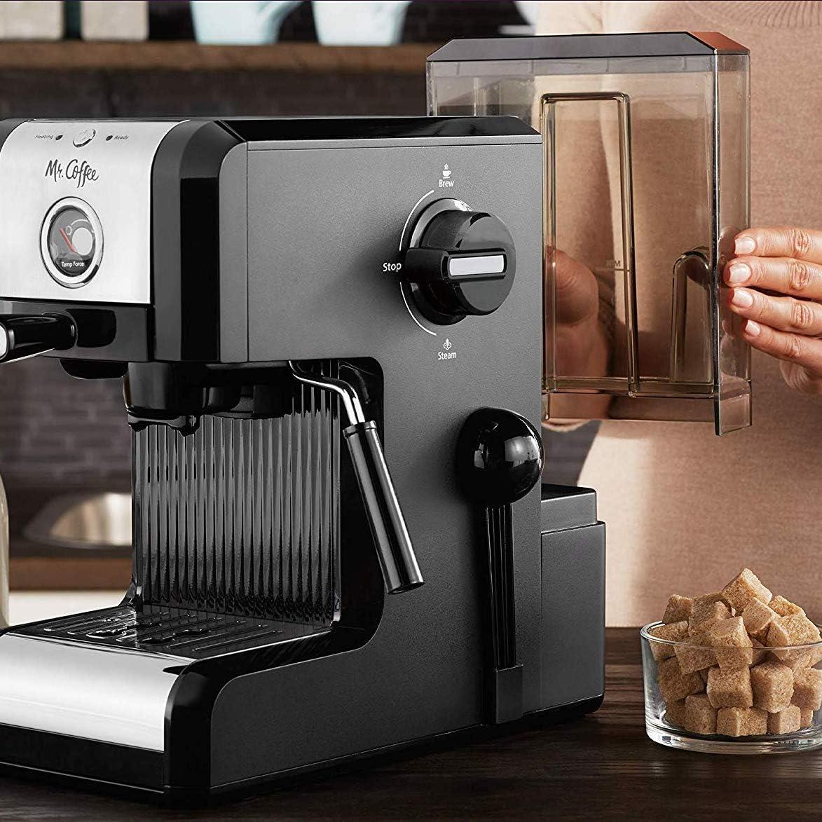 Matte Black 6-Cup Pump Espresso Machine with Steam Wand