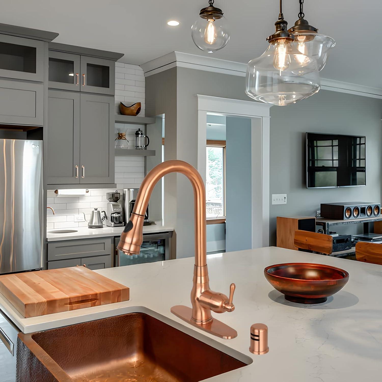 Copper High-Arch Single Handle Kitchen Faucet with 360 Swivel