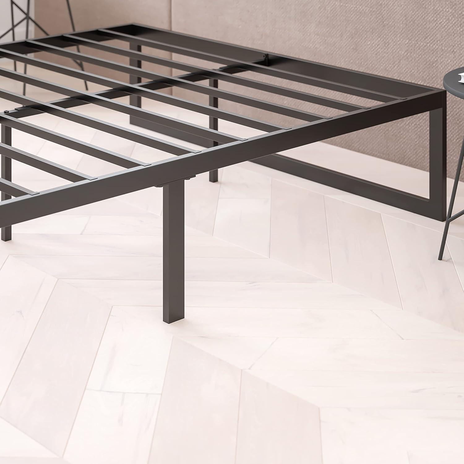 Flash Furniture 14 Inch Metal Platform Bed Frame - No Box Spring Needed with Steel Slat Support and Quick Lock Functionality