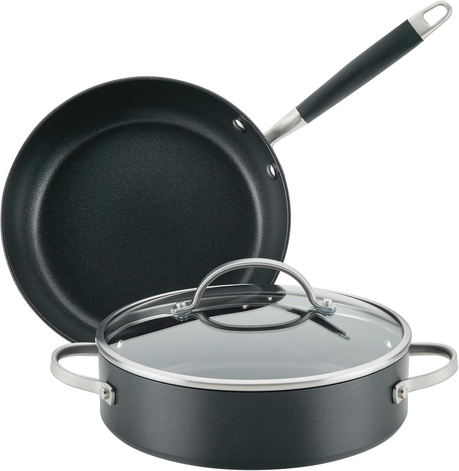 Anolon Advanced Home Hard Anodized Nonstick 3 Piece Cookware Set, Onyx