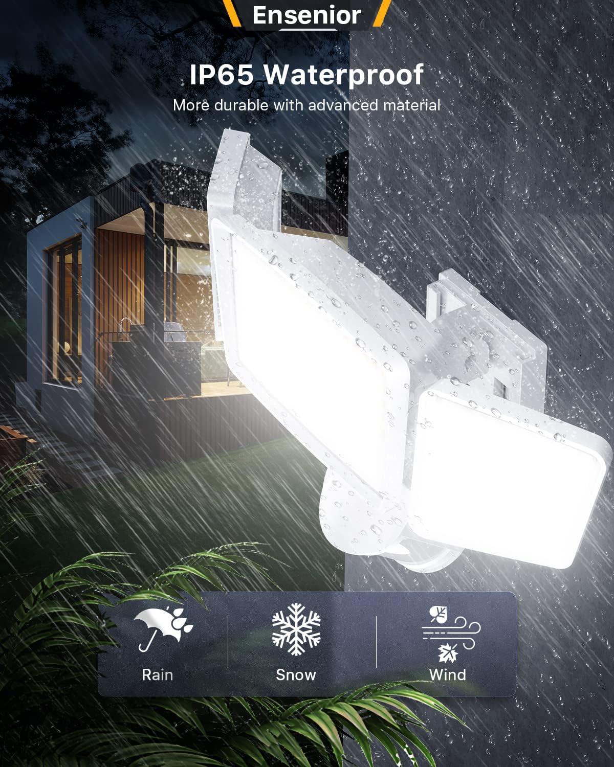 White Solar-Powered Motion Sensor LED Flood Light with Remote