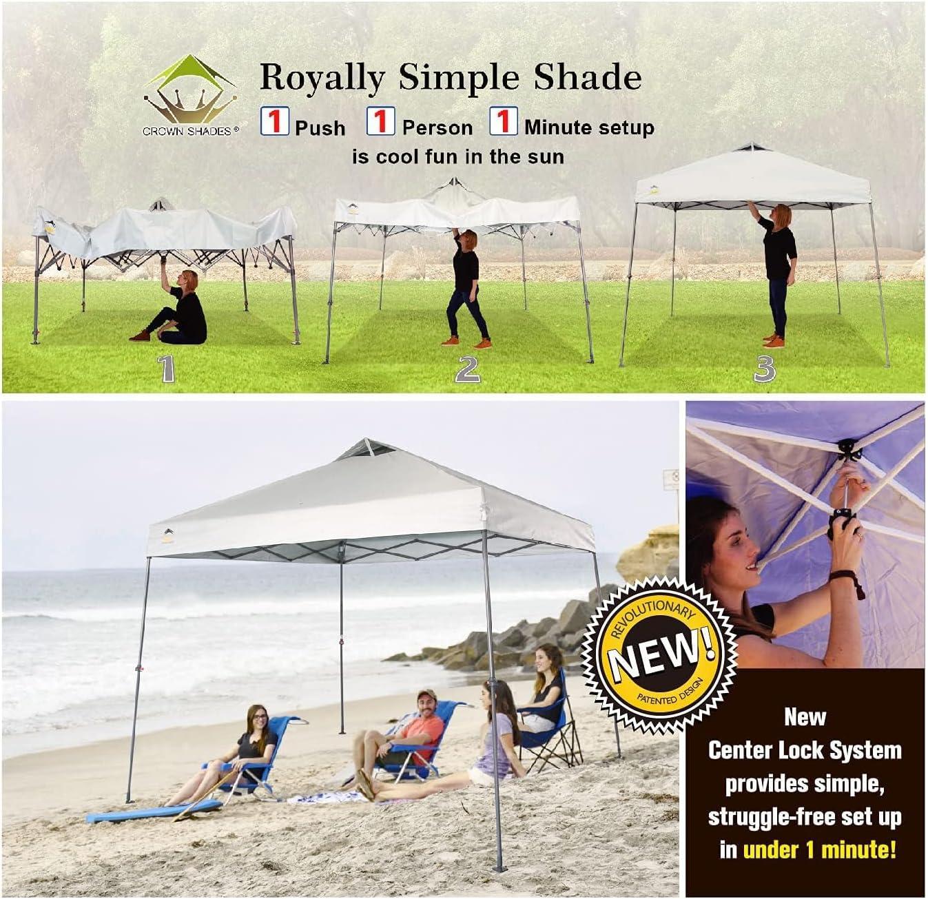9x9 Pop Up Canopy Tent with Roller Bag – Slant Leg Outdoor Shade for Events & Camping White