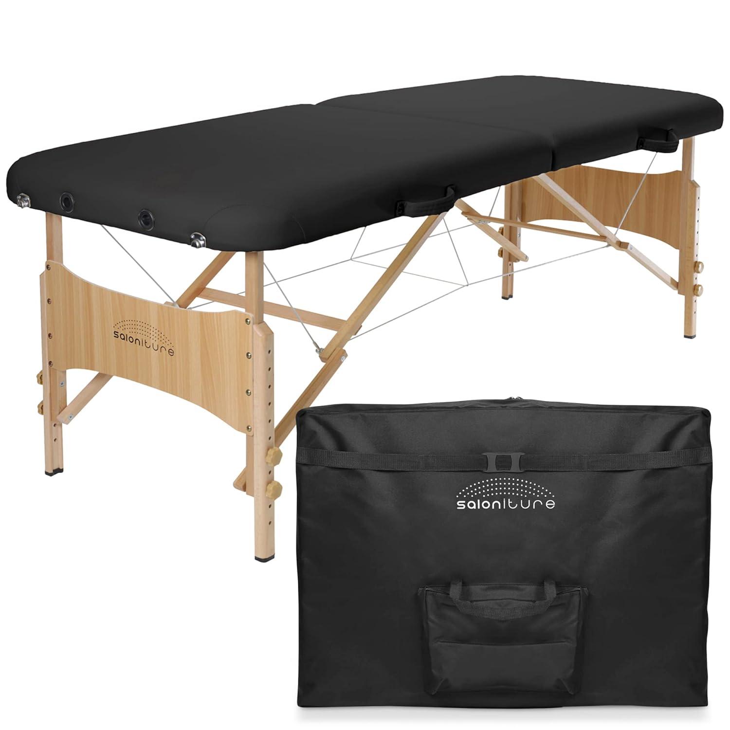 Saloniture Portable Basic Folding Massage Table - Black