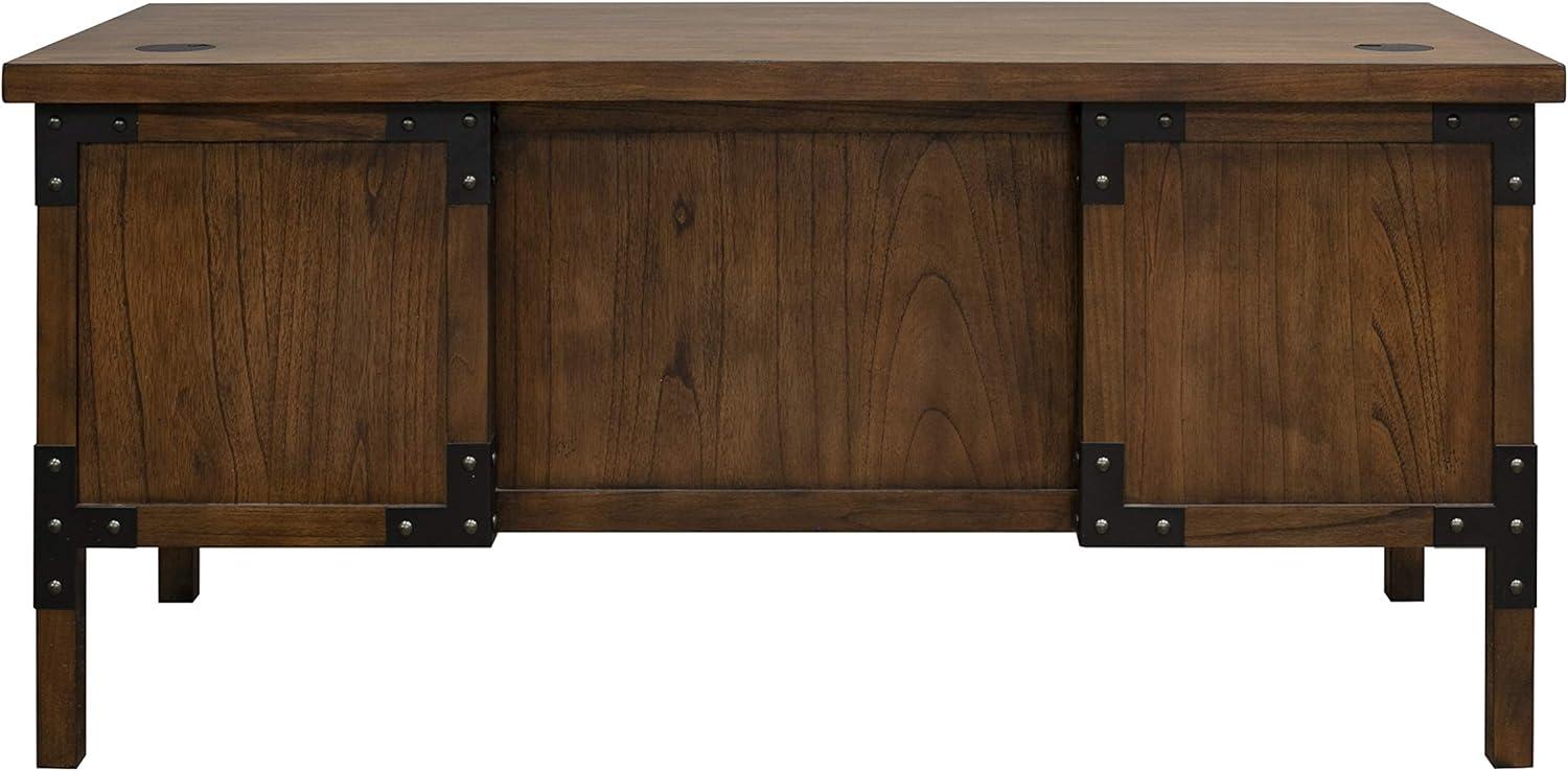 Martin Furniture Addison Half Pedestal Desk Auburn : Sturdy Office Furniture with File Storage, No Assembly Required
