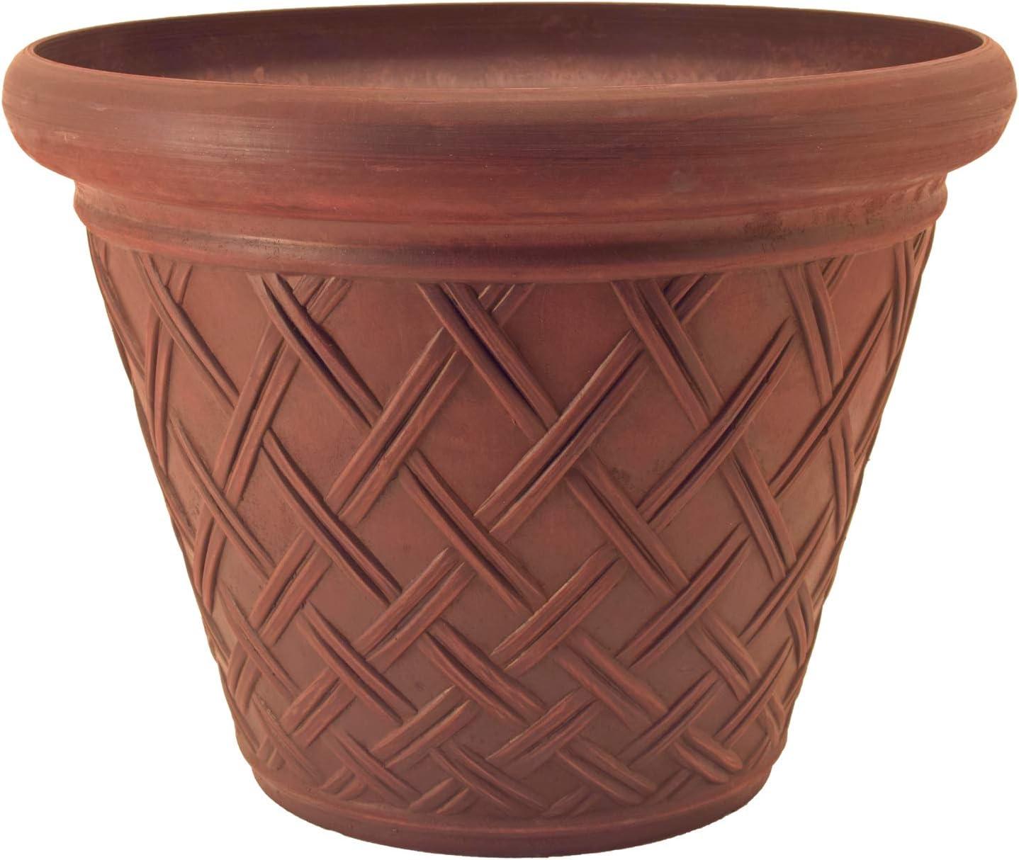 Large Terra Cotta Recycled Plastic Basket Weave Planter