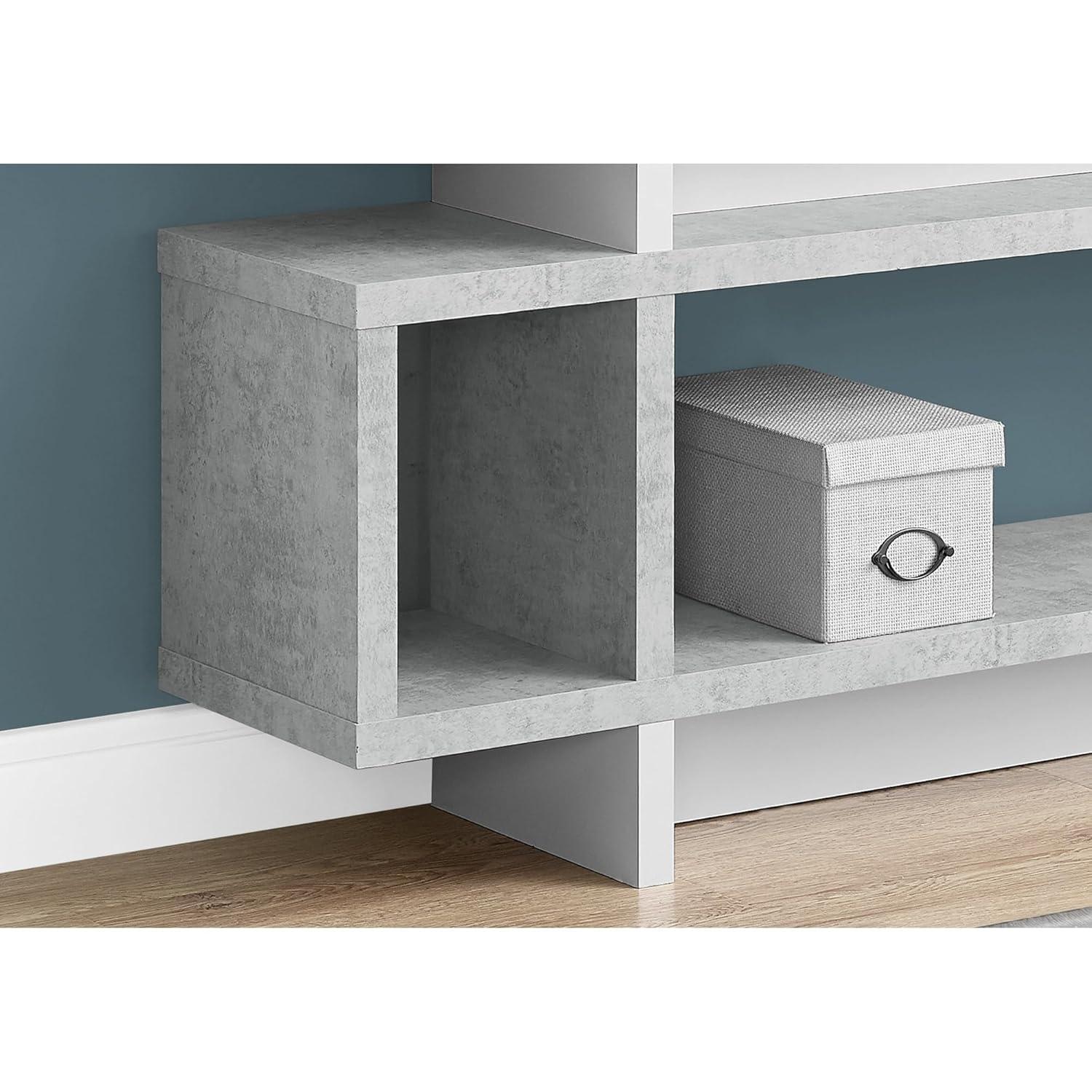 Monarch Specialties Bookshelf, Etagere, 4 Tier, 55"H, Office, Bedroom, Grey And White Laminate