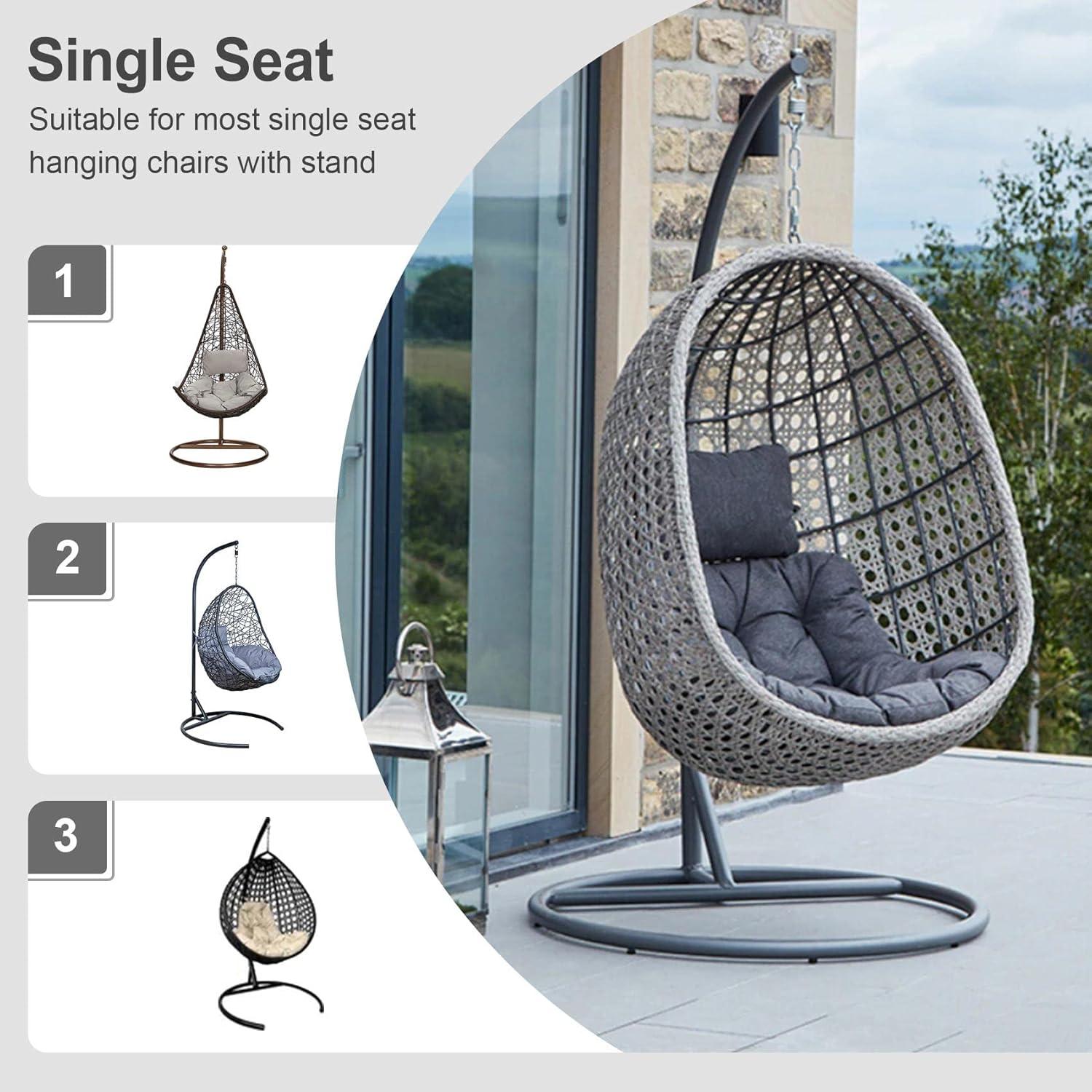 Arlmont & Co. Single Seat Patio Hanging Egg Chair Cover - Waterproof Outdoor Wicker Egg Swing Chair with Stand Cover