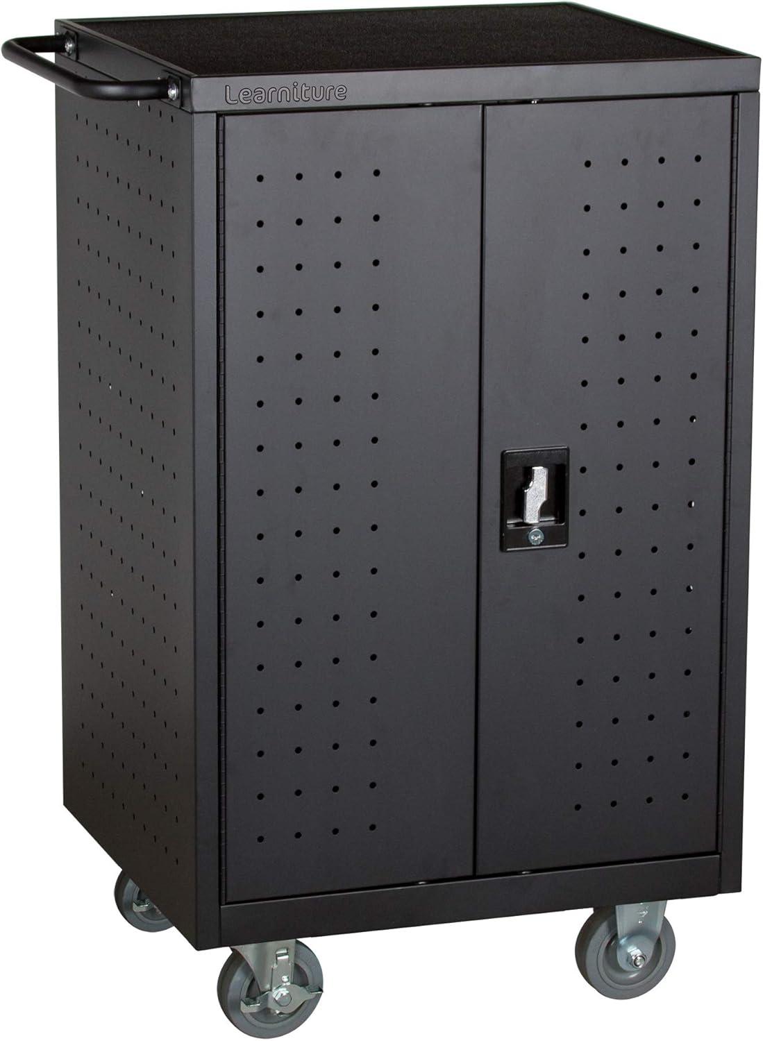 Black Steel 12-Laptop/Tablet Charging Cart with Lockable Doors