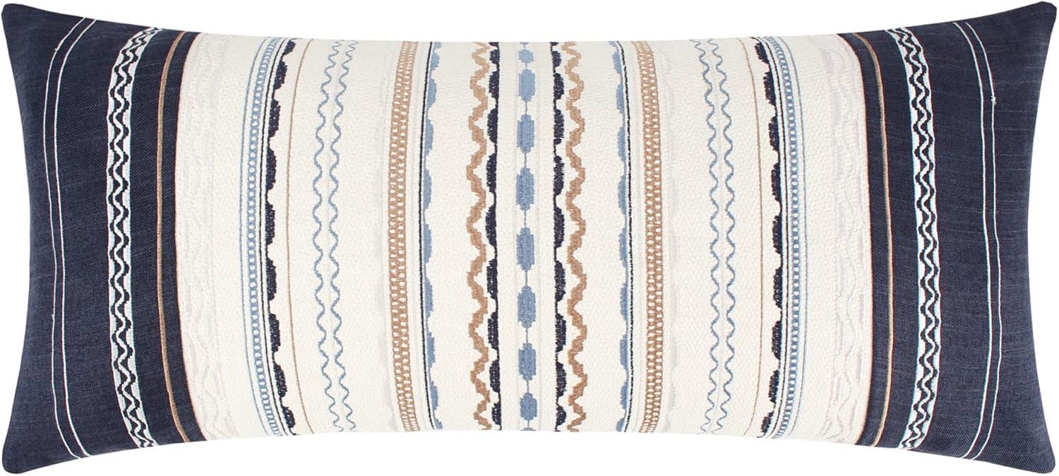 Preston Embroidered Stripe Decorative Pillow - Navy, Blue, Taupe, and Cream