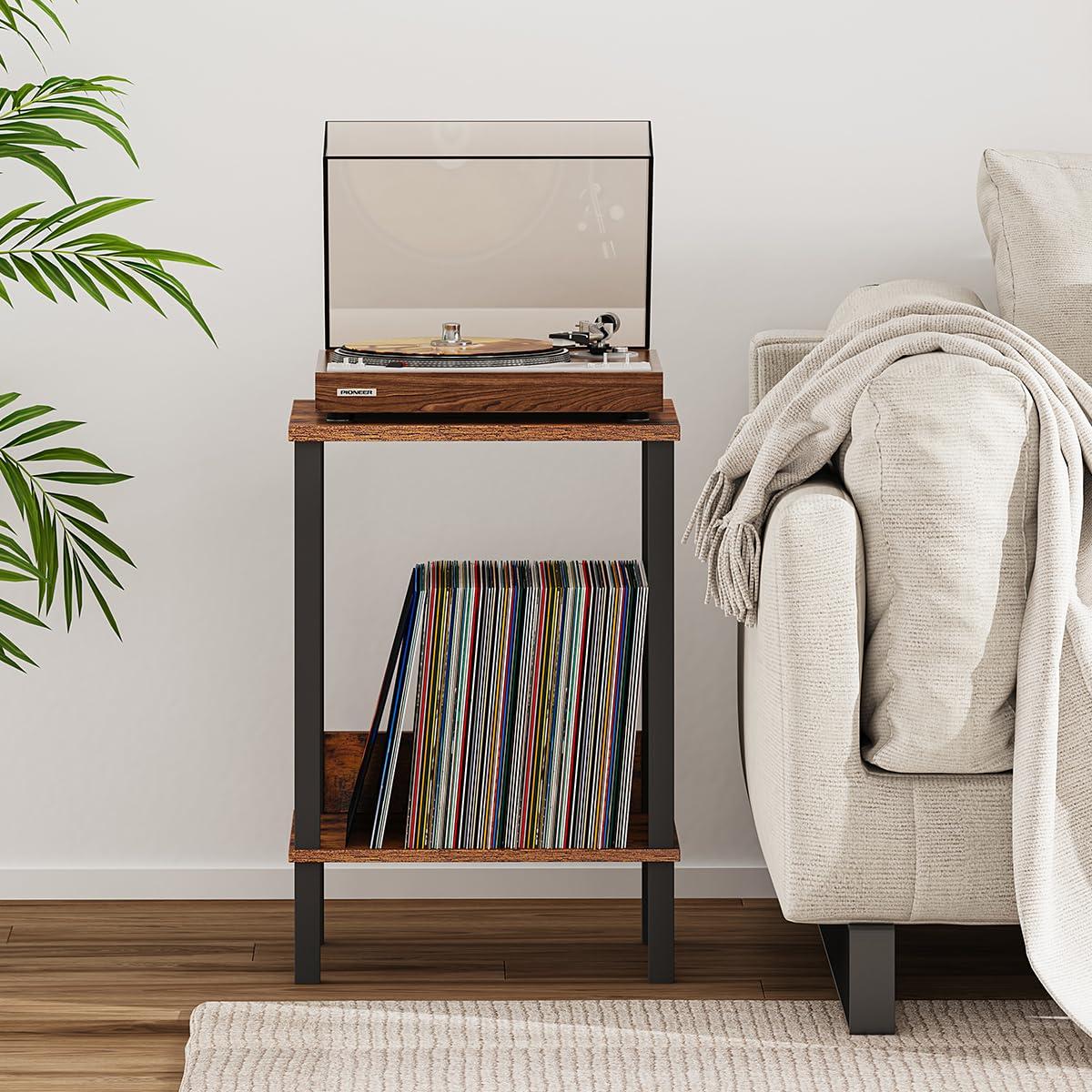 End Table, Side Table, Set of 2, Nightstands with 2-Tier Storage Shelves, Sofa Table for Small Space, Coach Table for Living Room Bedroom, Rustic Brown UTBT101F2