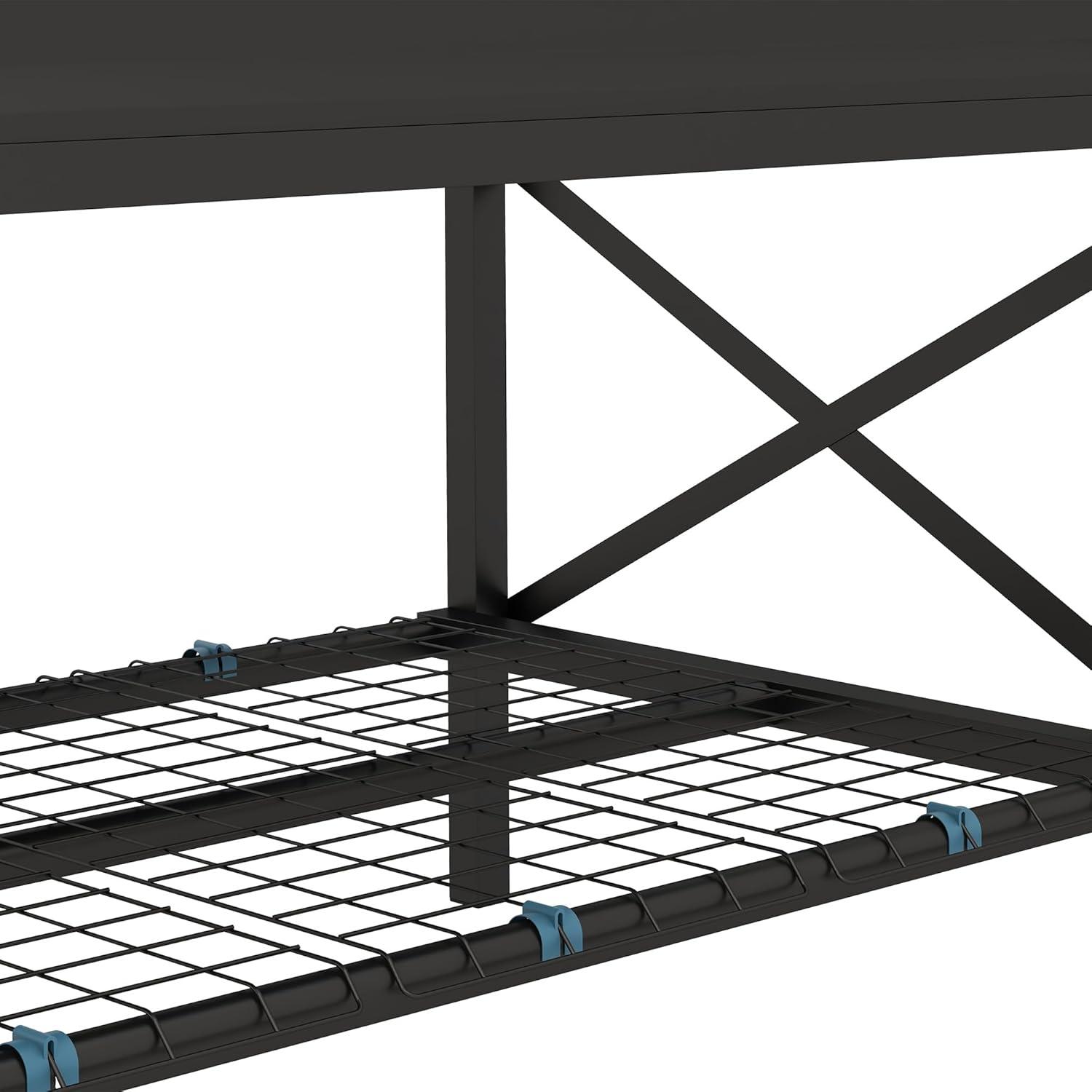 Outsunny Raised Garden Bed with Galvanized Steel Frame, Storage Shelf and Bed Liner, Elevated Planter Box with Legs for Vegetables, Flowers, Herbs, Black