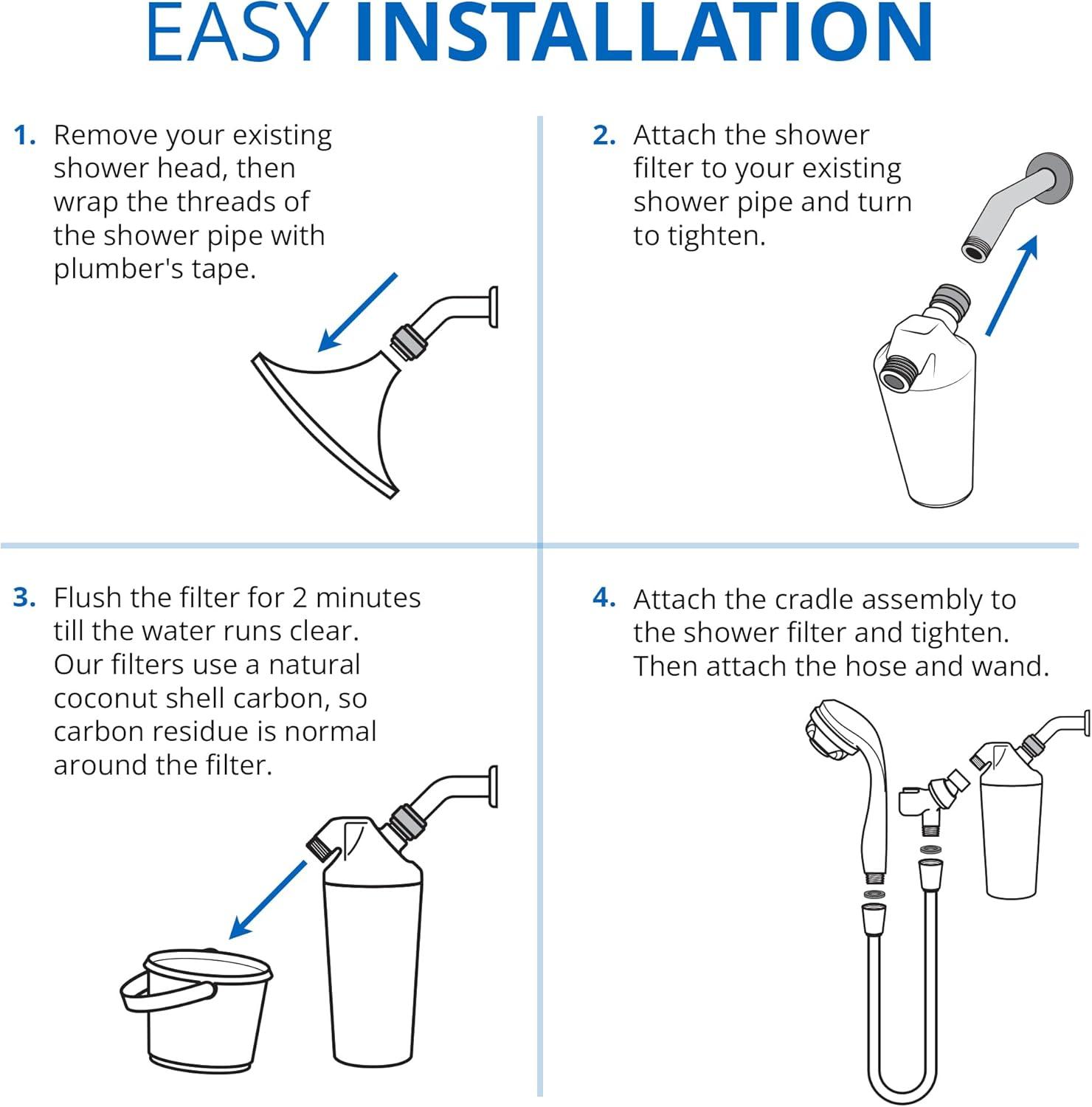 Aquasana Shower Head Filter System for Hard Water - Max Flow  - AQ-4105CHR