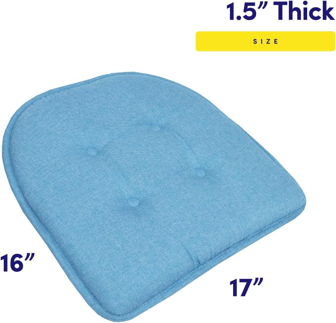 Sweet Home Collection U-Shaped Memory Foam Tufted Non Slip Chair Pads 4 PK, Turquiose