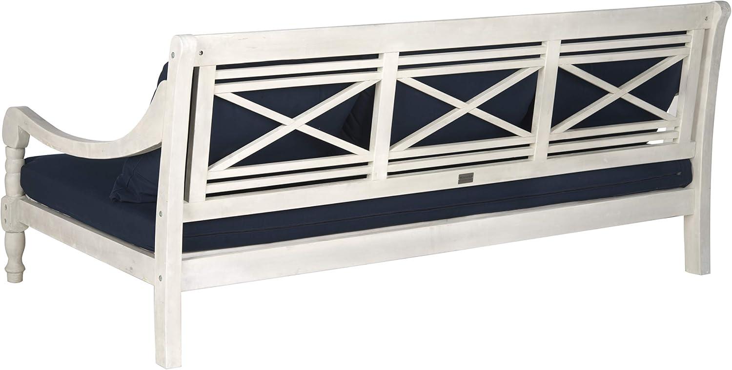 SAFAVIEH  OUTDOOR Pasadena Day Bed Antique White / Navy