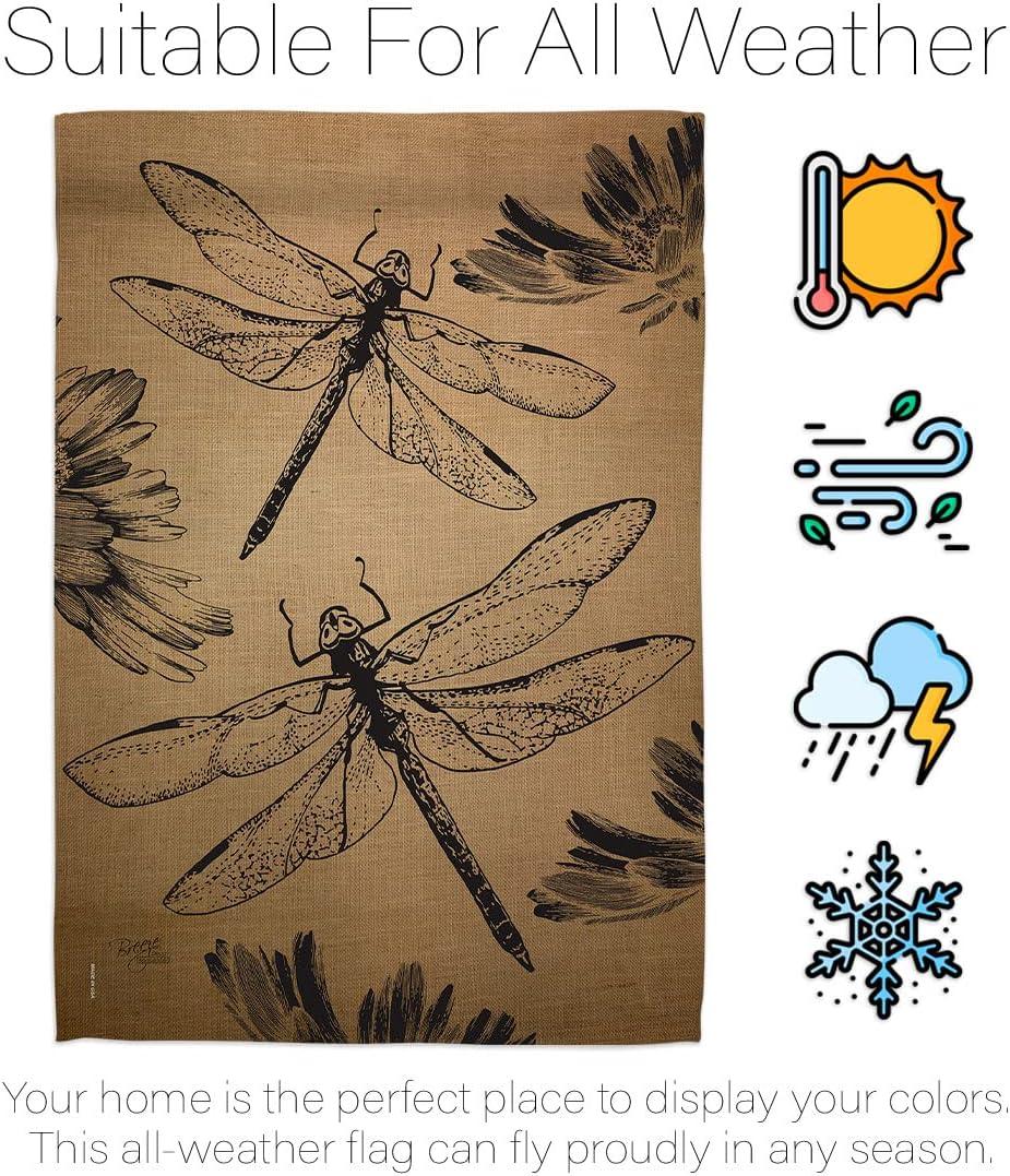 28" x 40" Burlap Dragonfly Garden House Flag