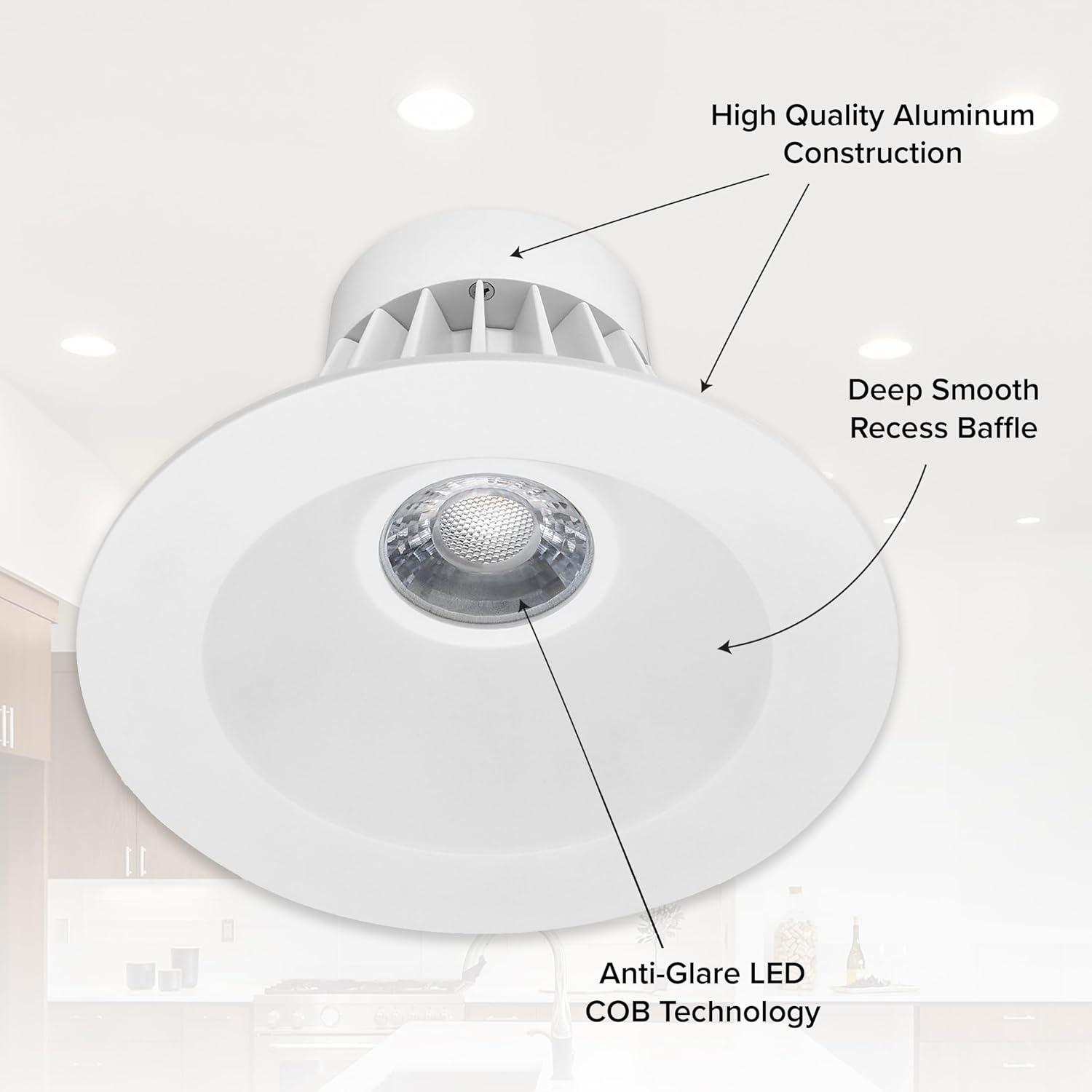 Maxxima 5 in. & 6 in. Retrofit Round Recessed Anti-Glare LED Downlight, 1300 Lumens, 5 CCT 2700K-5000K