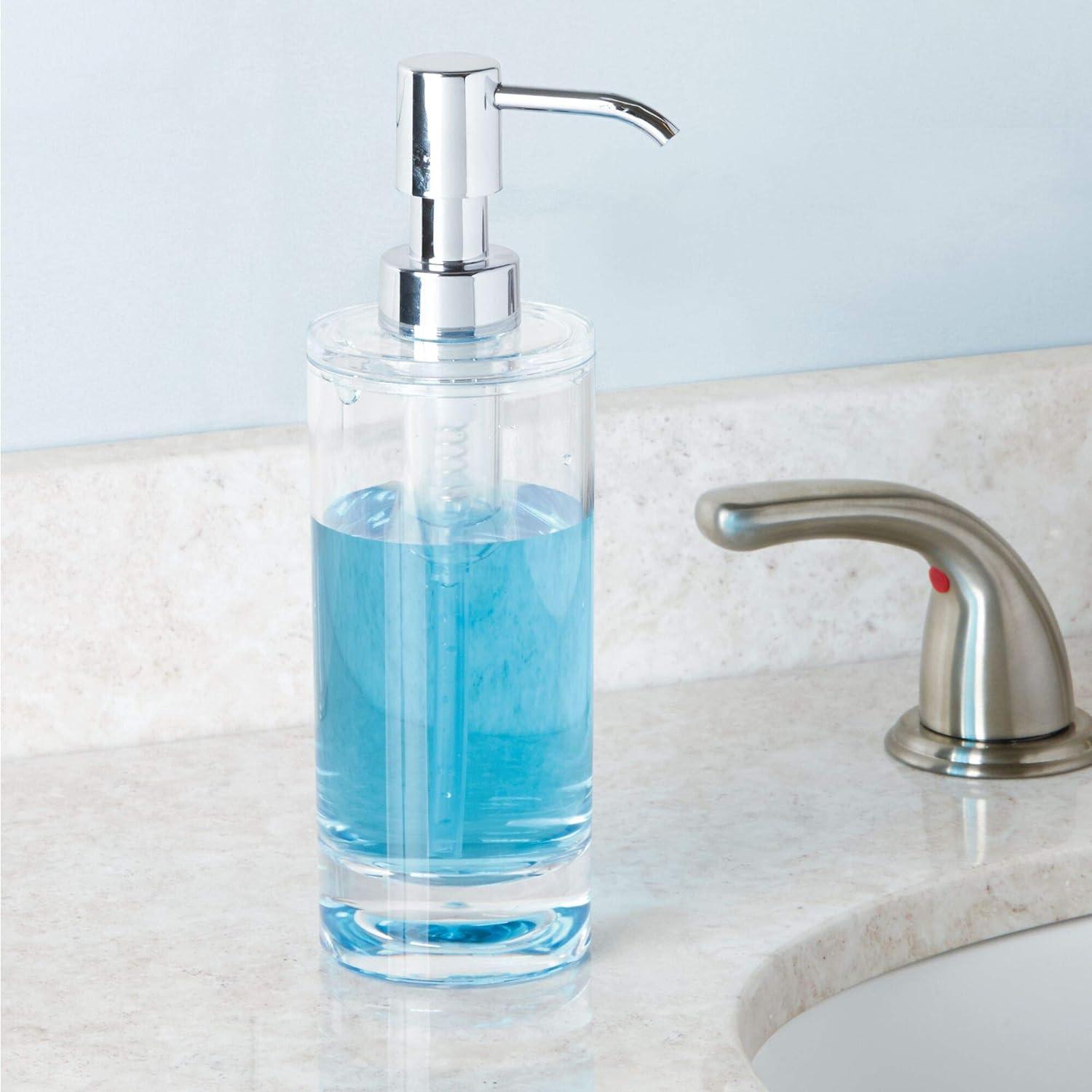 Clear and Chrome Acrylic Soap Pump Dispenser, 10 oz