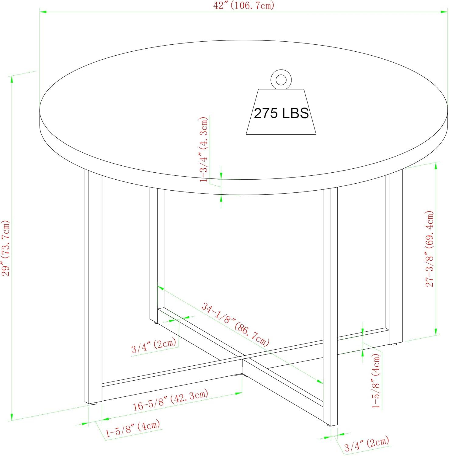 Walker Edison Urban Industrial Metal and Wood Round Dining Table, Coastal Oak
