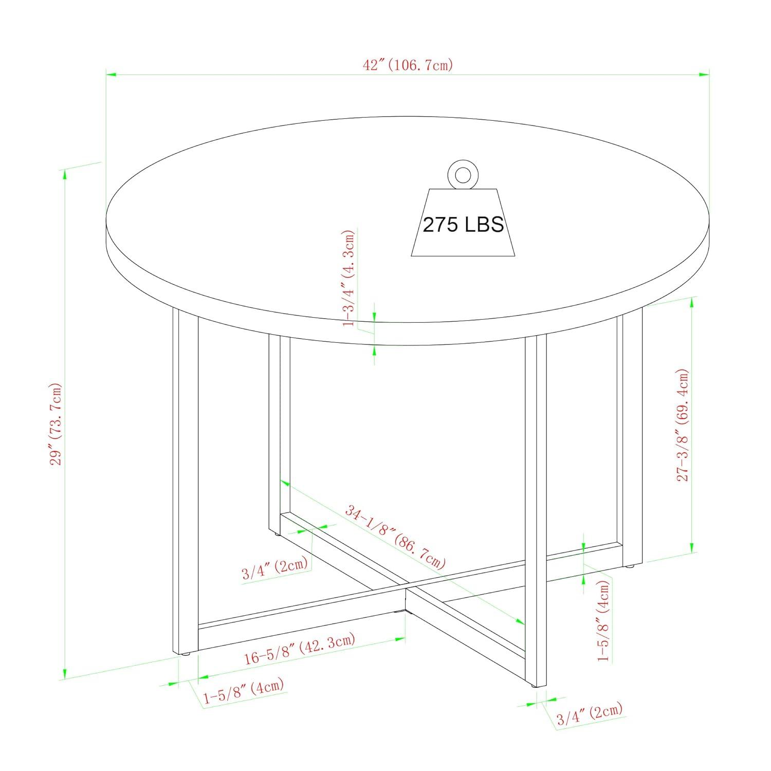 Walker Edison Urban Industrial Metal and Wood Round Dining Table, Coastal Oak