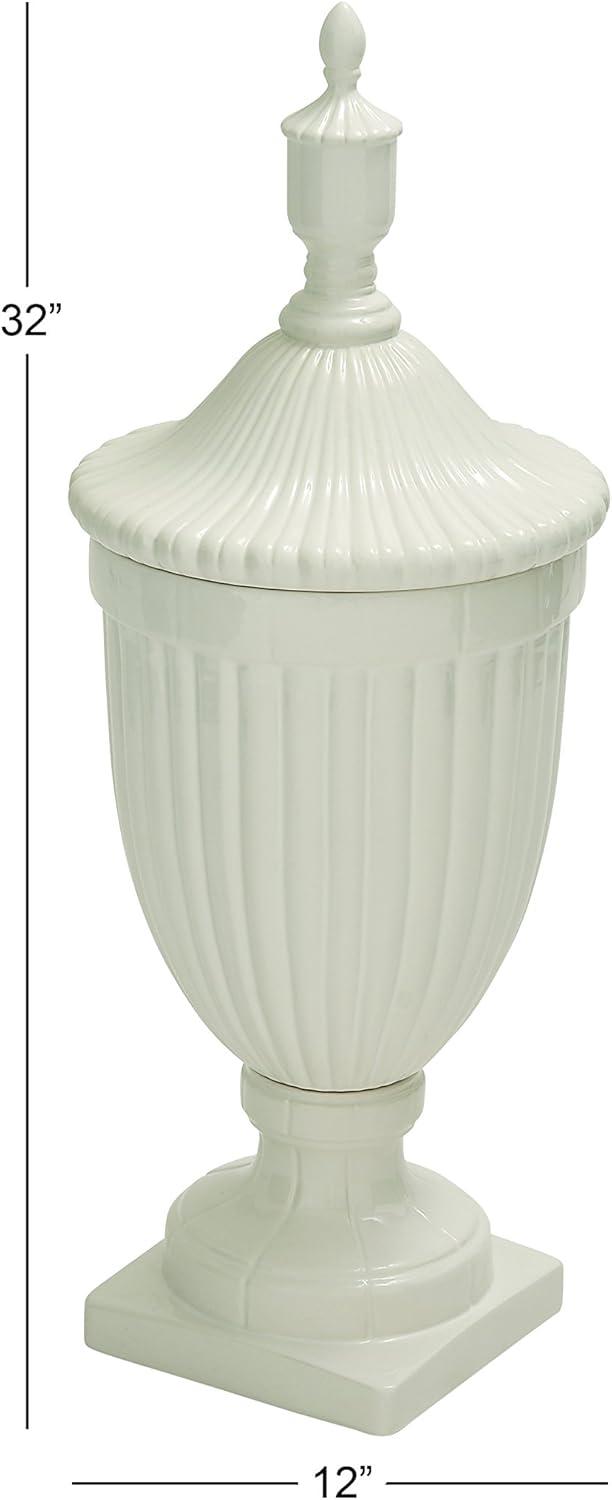 26" Modern Ceramic Urn Vase White - Olivia & May: Large Tabletop Decor, Novelty Design