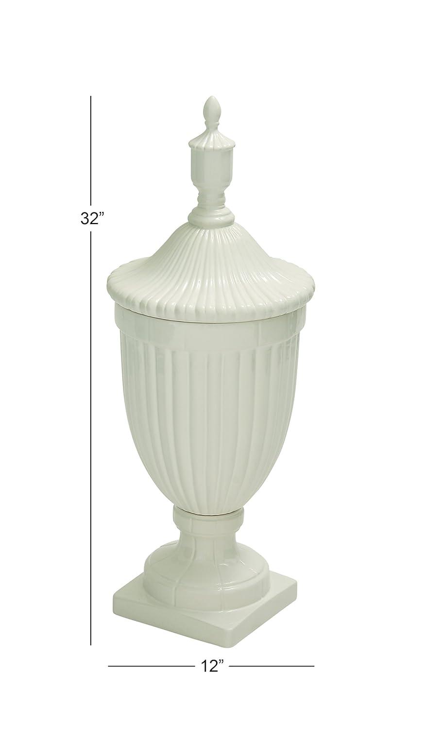 26" Modern Ceramic Urn Vase White - Olivia & May: Large Tabletop Decor, Novelty Design