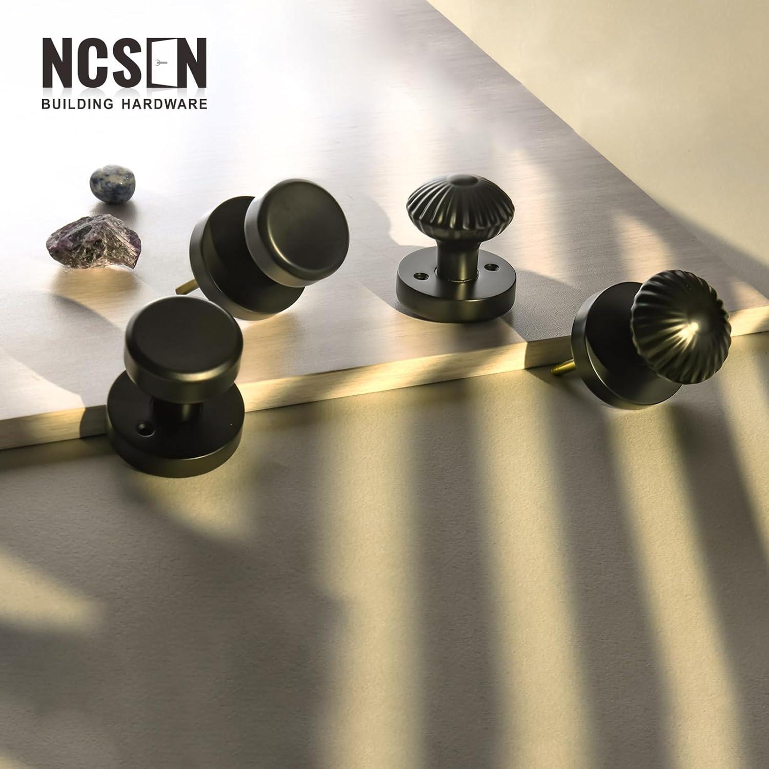 Coastal Interior Door Knobs for Closet, Matt Black Door Knobs Door Handles, Heavy Duty Dummy Door Knob with Round Rosette