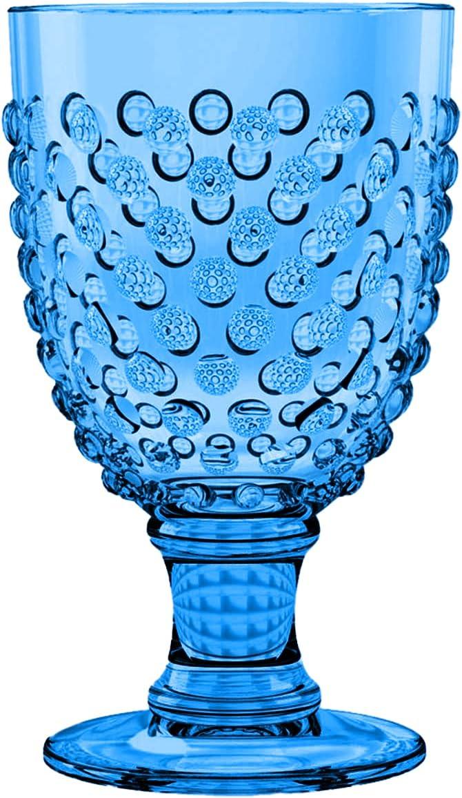 Blue Hobnail Acrylic Goblet Set, 17 Ounce, Set of 6