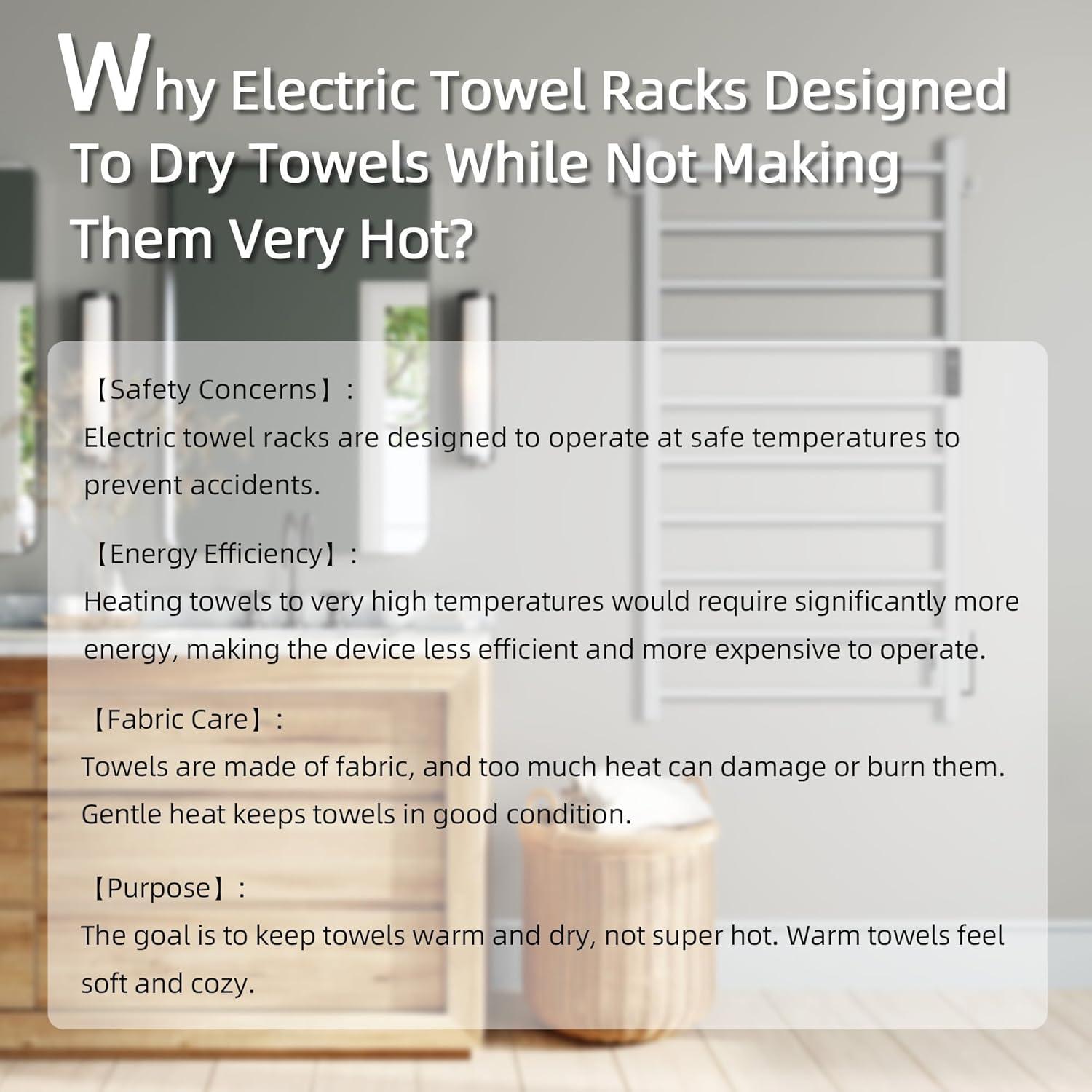 P&Bhusri Towel Warmer, 10-Bar Heated Towel Rack for Bathroom, Electric Towel Warmer with Timer & Temperature Multi-Level Adjustments, Brushed, Plug-in/Hard-Wired