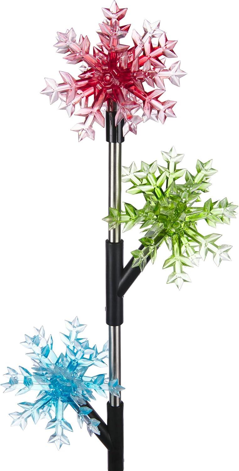 Alpine Corporation  Outdoor Garden Stakes LED Lights (Set of 2) Multi - Snowflake 32"