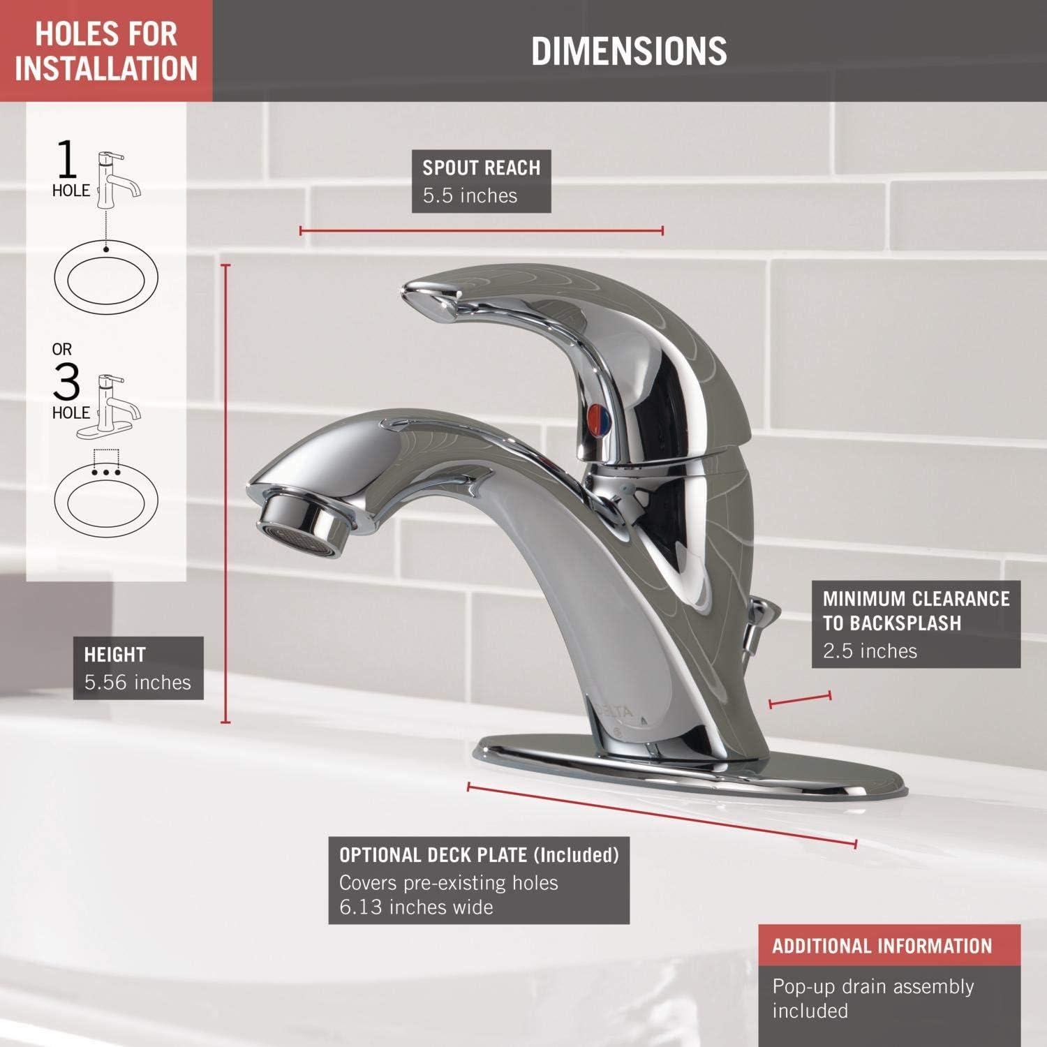 Classic Single Hole Bathroom Faucet with Drain Assembly, Single Handle Bathroom Sink Faucet