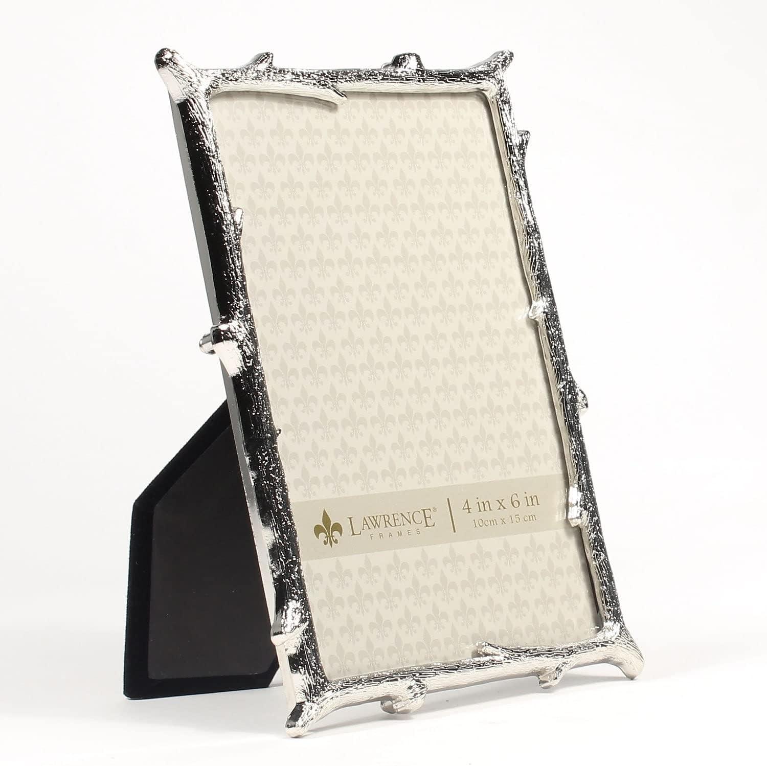 4x6 Silver Metal Picture Frame with Natural Branch Design