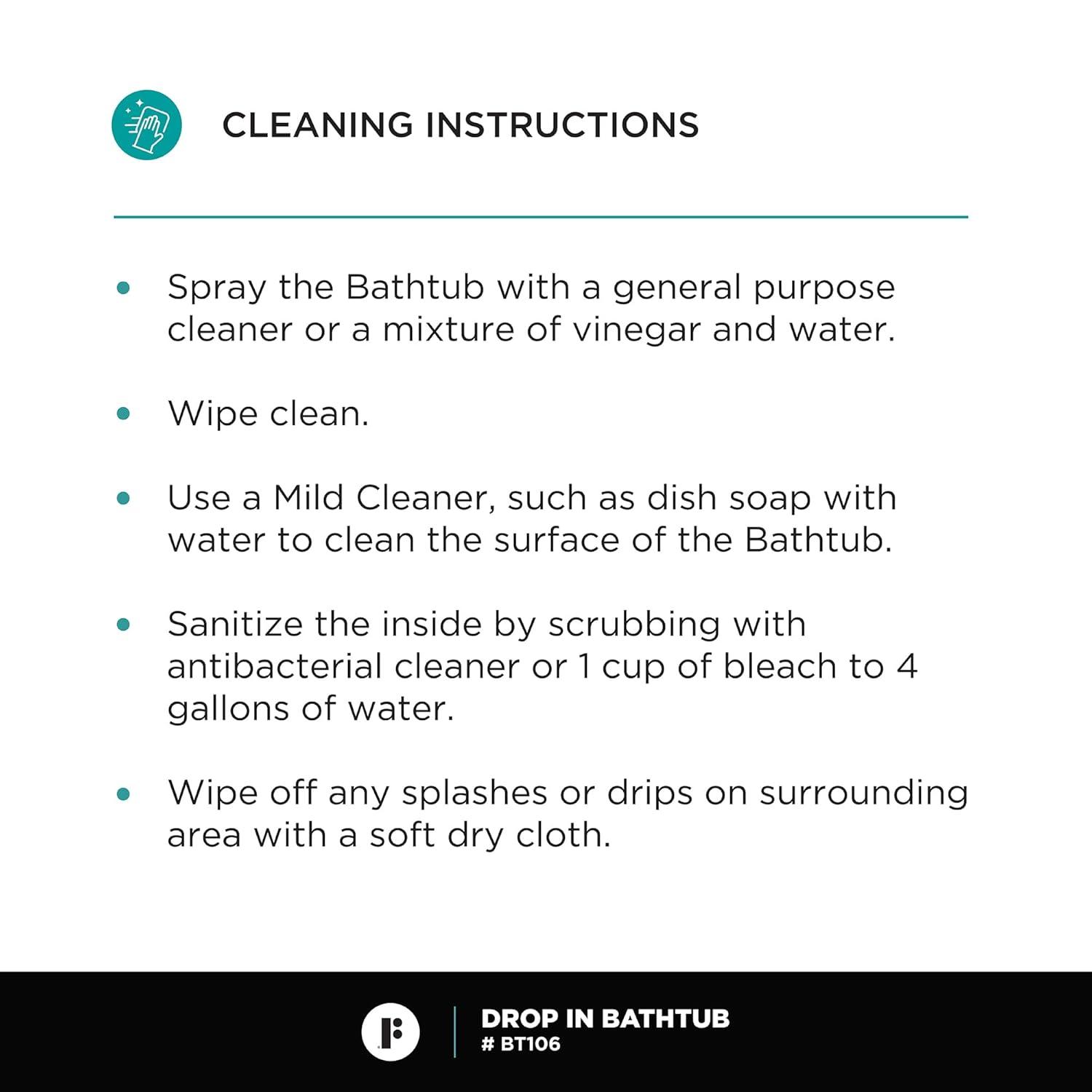 Alcove 66" x 32" Soaking Fiberglass Bathtub