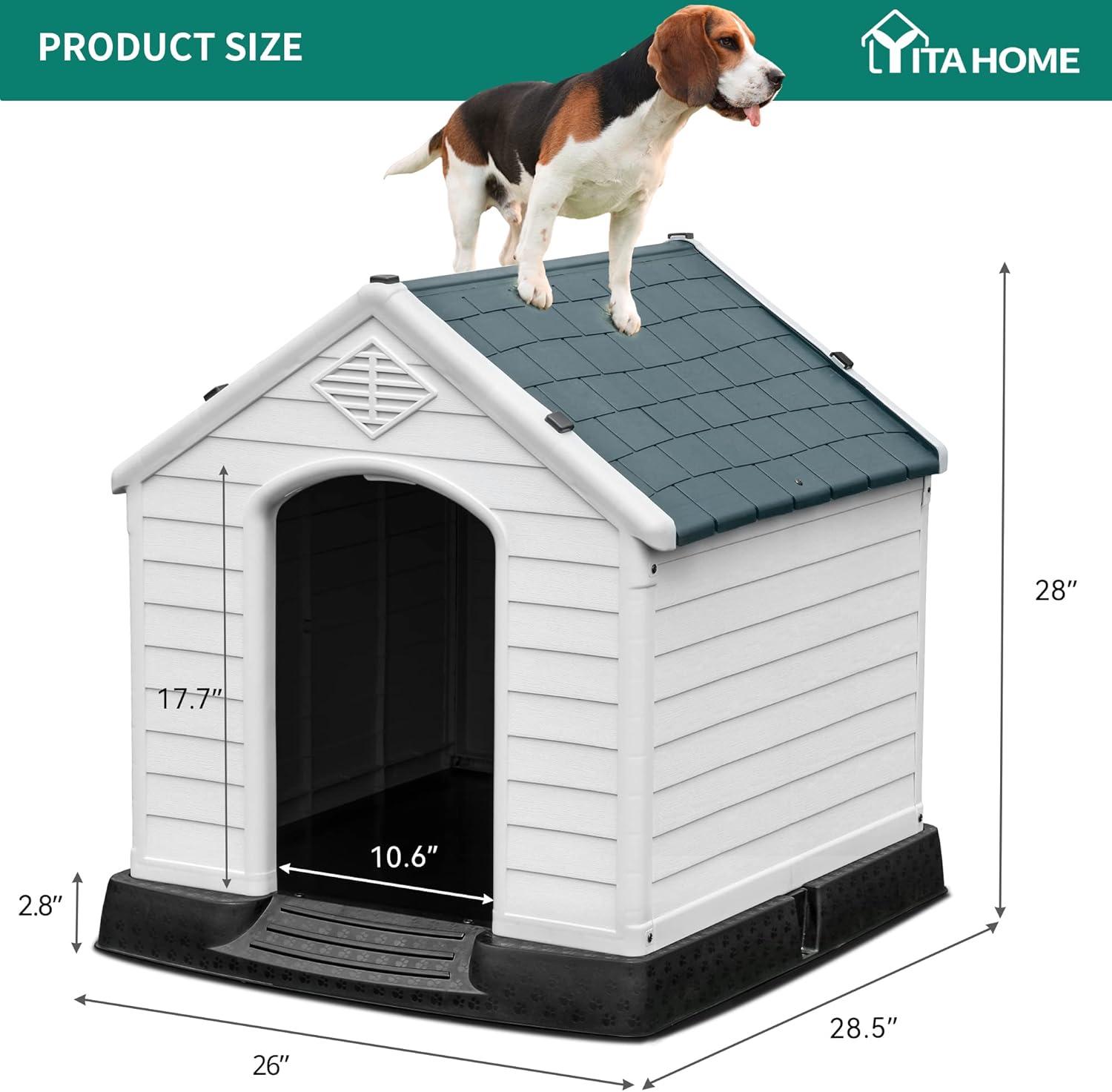 Large White and Black Plastic Raised Floor Dog House