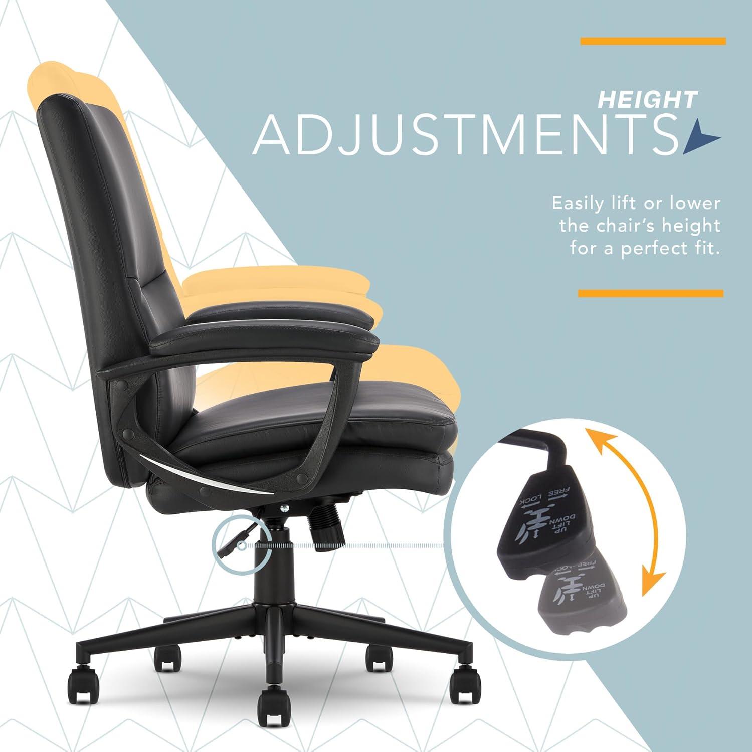 CLICK365 Click365 Classic Comfort Executive Office Chair, Ergonomic Mid-Back, Double-Layer Seat Cushion