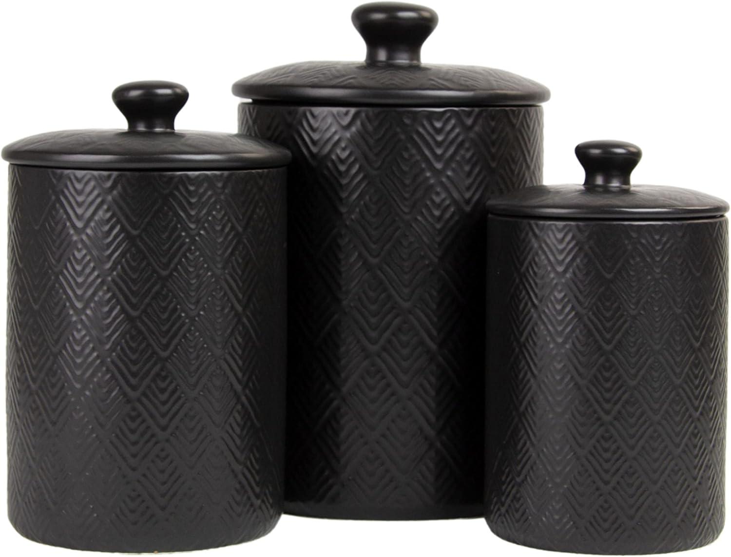 Marquis Matte Black Ceramic 3-Piece Canister Set