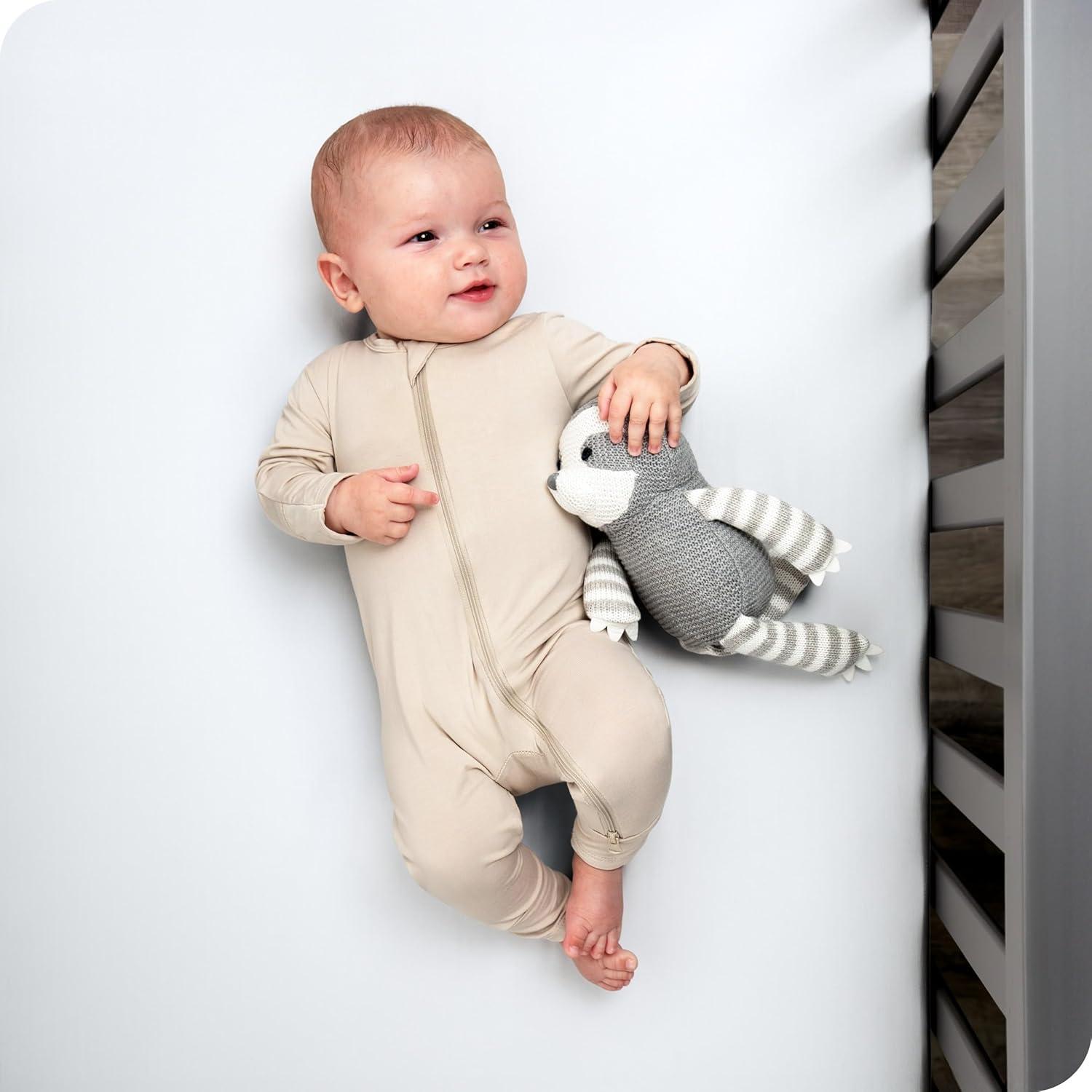 Fitted Crib Microfiber Sheet Morning Sun/White 2pk by Bare Home