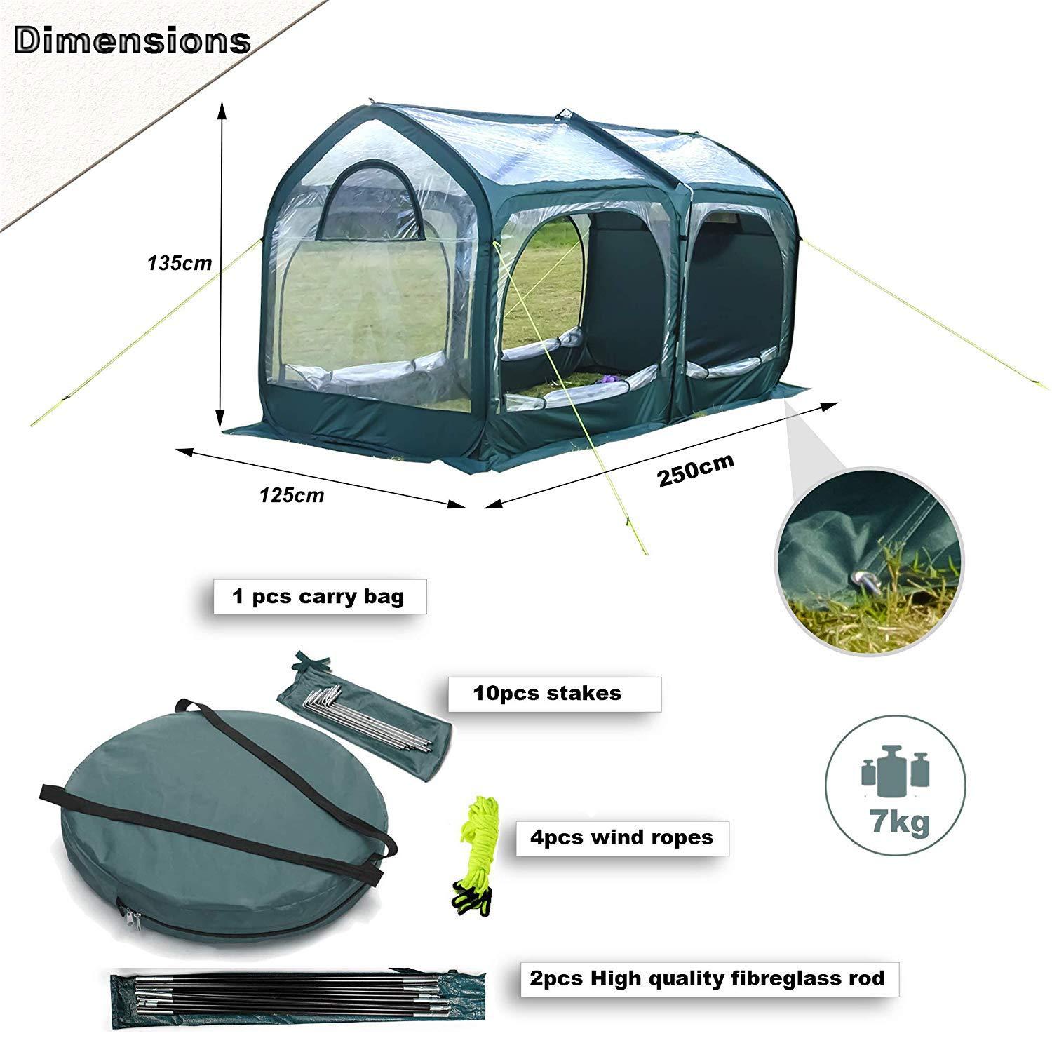 porayhut Pop Up Greenhouse Cover Flower House Mini Gardening Plant Flower Sunshine Room Room,Backyard PVC Greenhouse Cover for Cold Frost Protector Gardening Plants (Tunnel Grennhouse)
