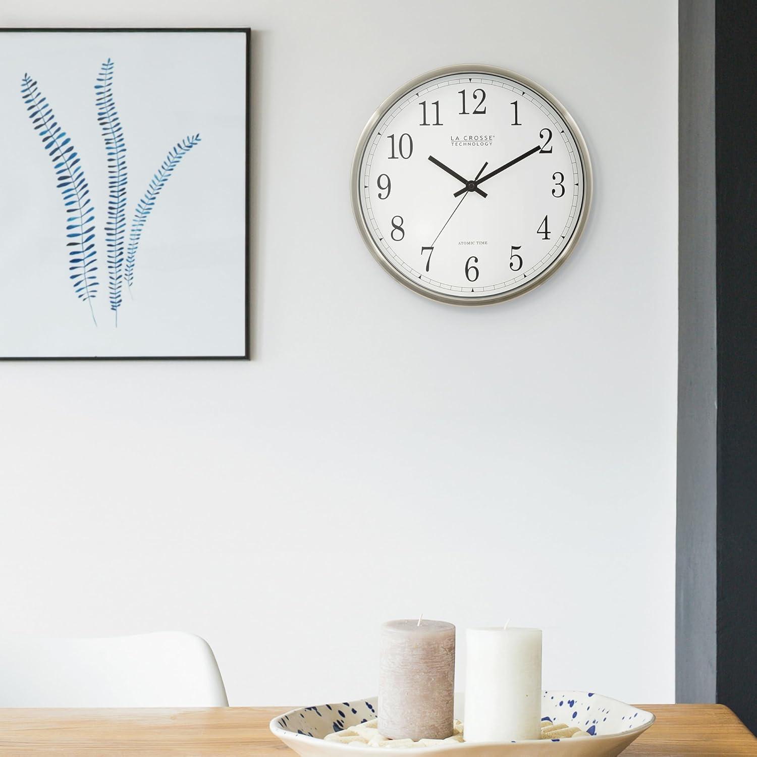 LA CROSSE TECHNOLOGY WT-3126B 12" Stainless Steel Atomic Wall Clock