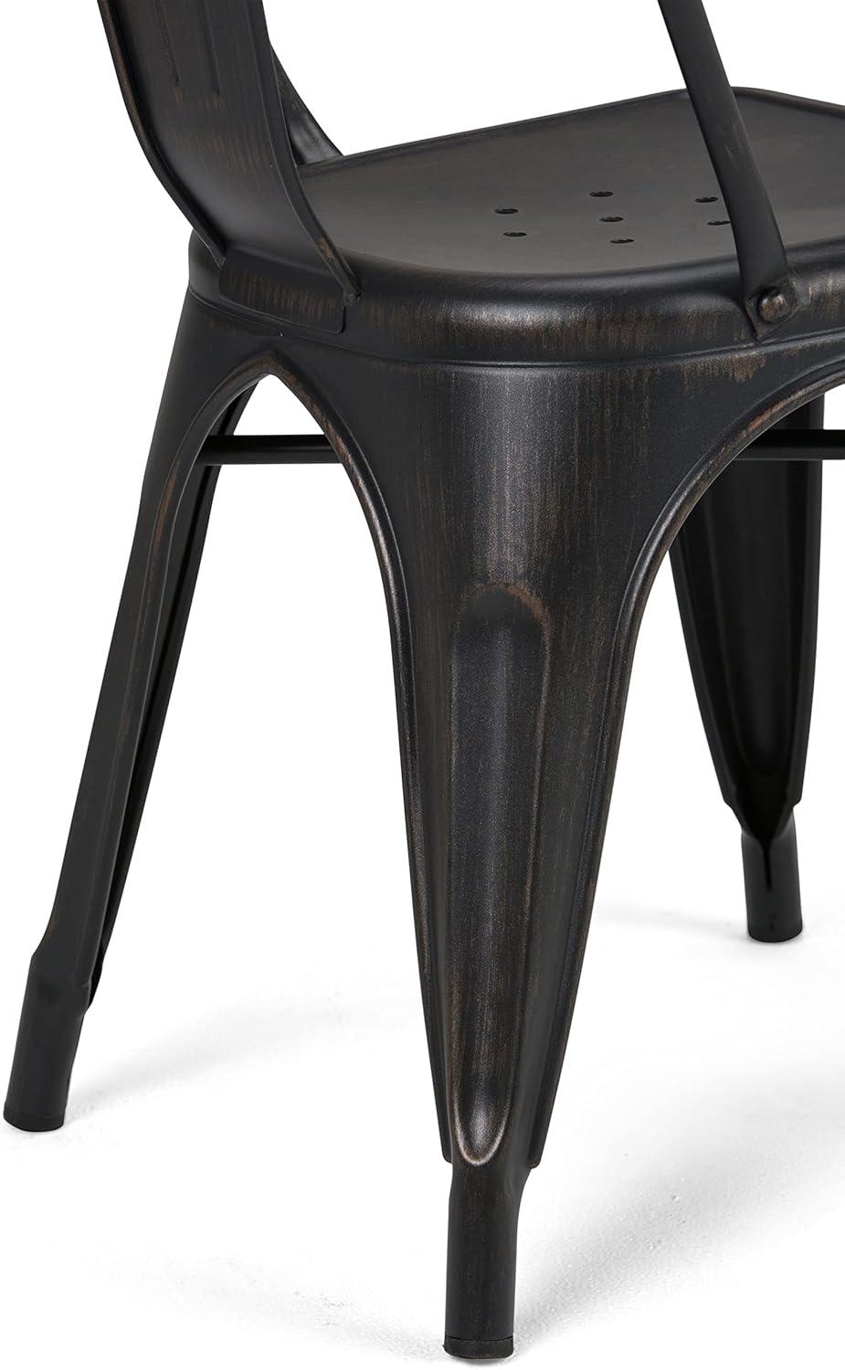 Simpli Home Fletcher Industrial Iron Dining Chair with Stackable Design and Protective Rubber Caps (Set of 2) (Set of 2)