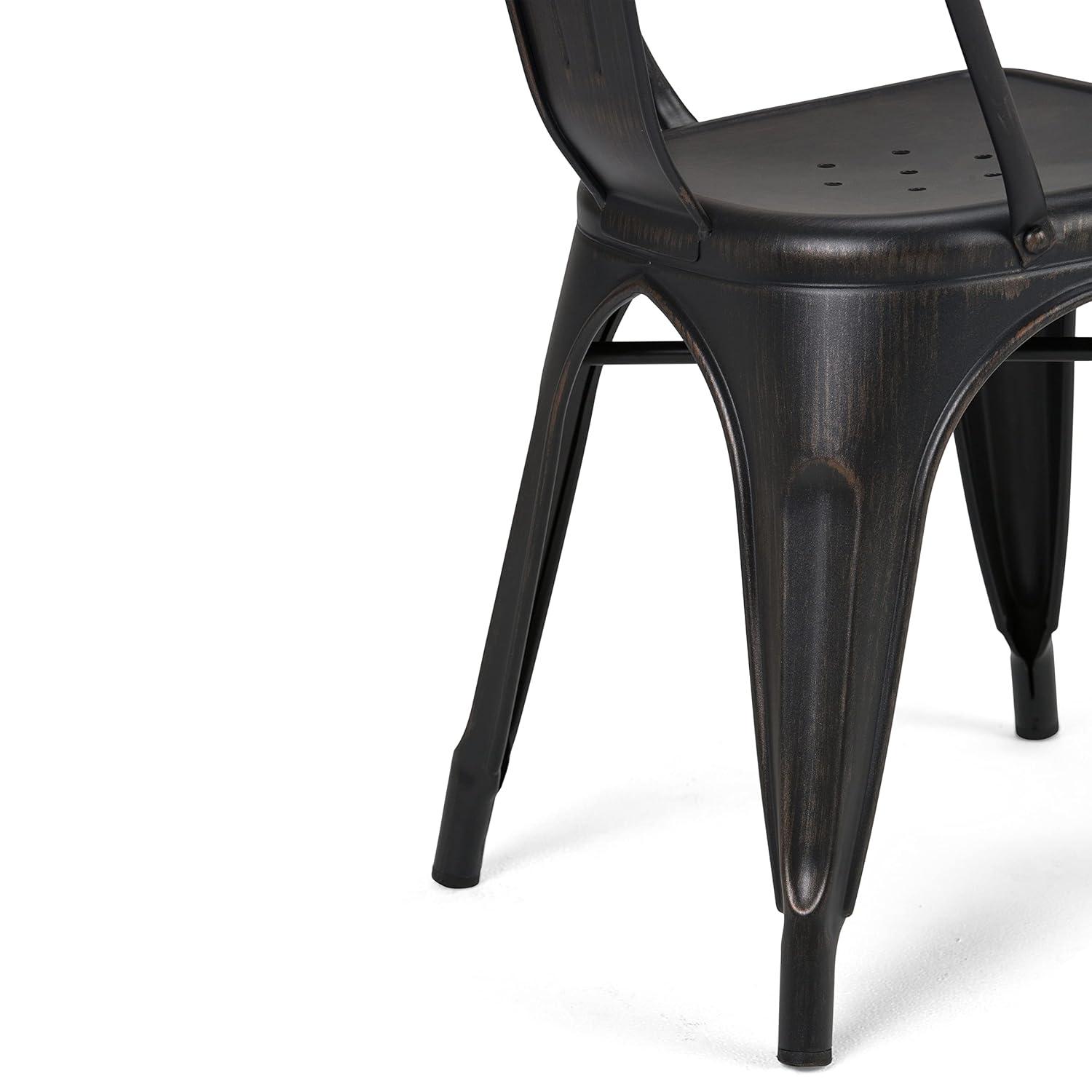 Simpli Home Fletcher Industrial Iron Dining Chair with Stackable Design and Protective Rubber Caps (Set of 2) (Set of 2)