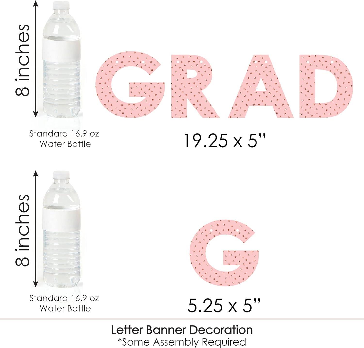 Big Dot of Happiness Rose Gold Grad - Graduation Party Letter Banner Decoration - 36 Banner Cutouts and Congrats Grad Banner Letters