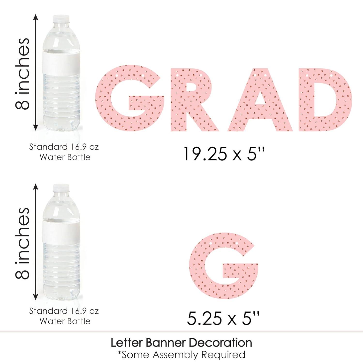 Big Dot of Happiness Rose Gold Grad - Graduation Party Letter Banner Decoration - 36 Banner Cutouts and Congrats Grad Banner Letters