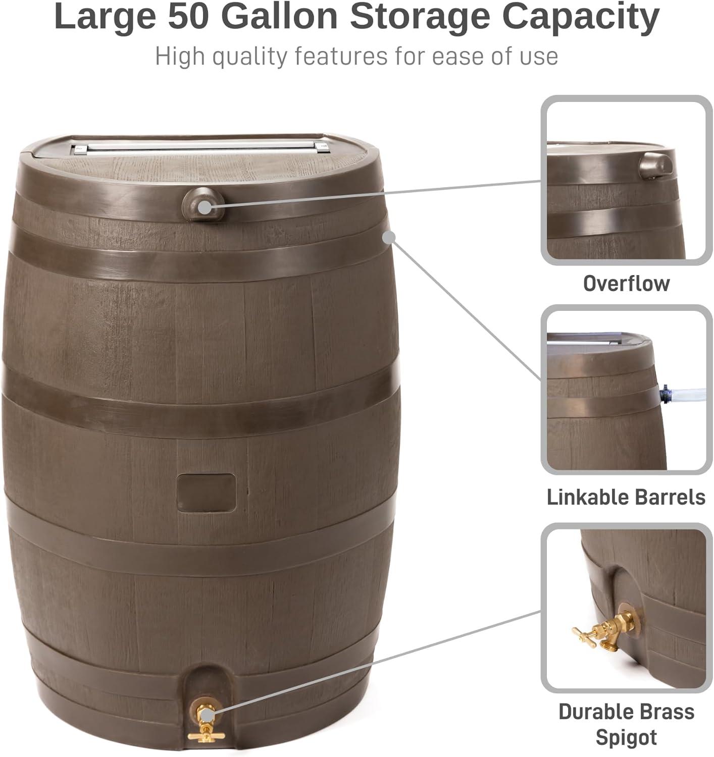 RTS Companies RTS Home Accents 50 Gallon Flat Back Rain Barrel