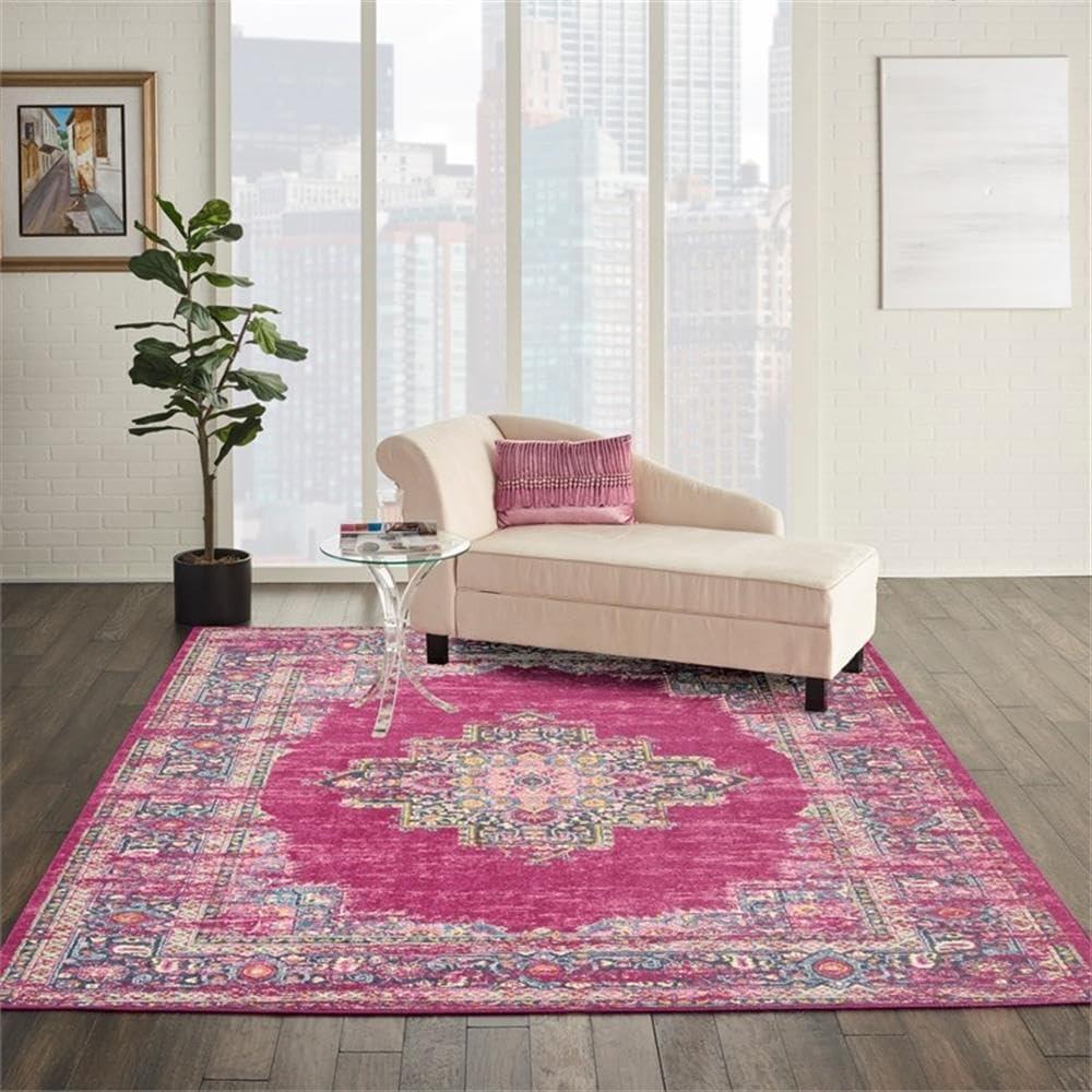 Nourison Passion Medallion Bohemian Indoor Rug Fuchsia 8' x 10'