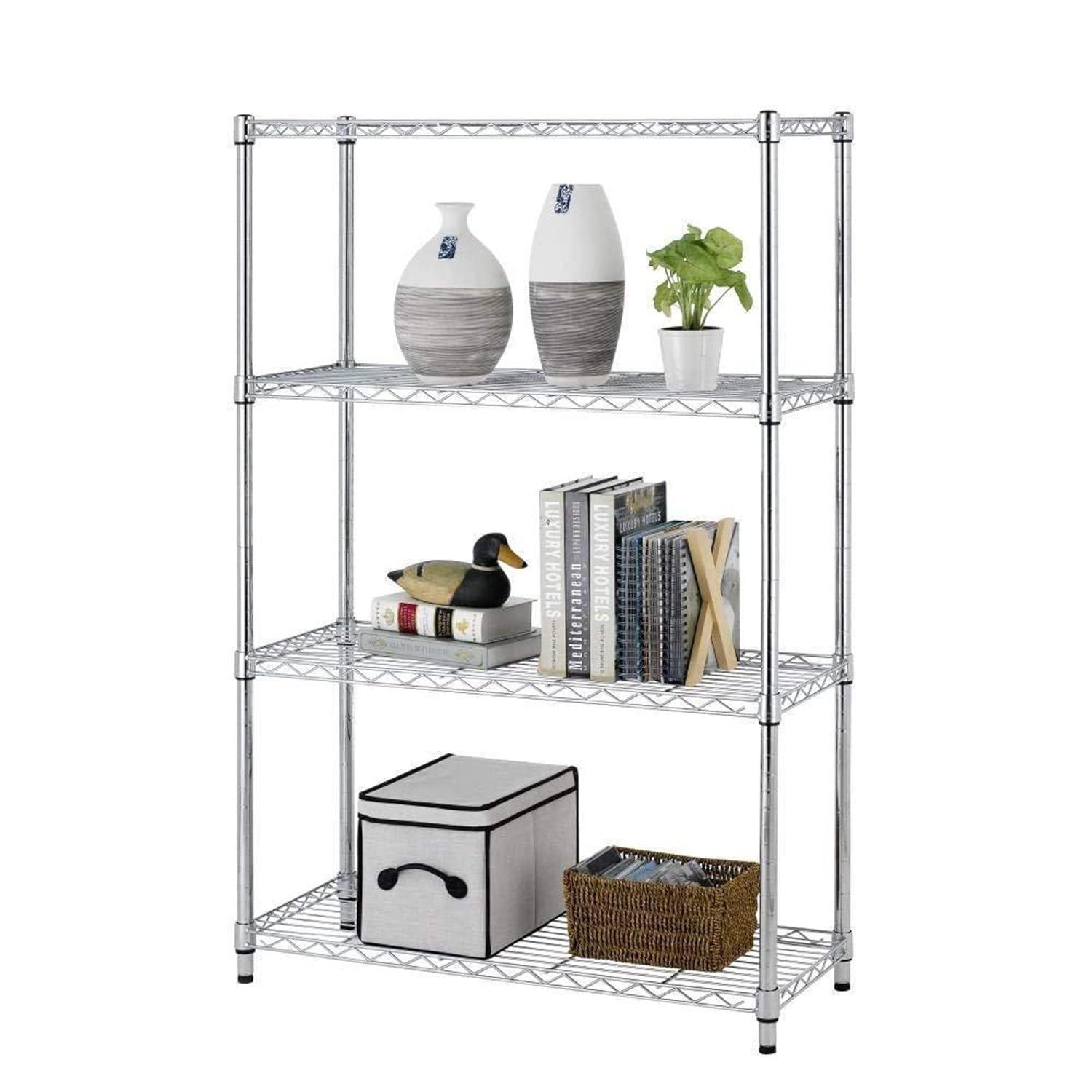 Honey Can Do 4-Tier Heavy-Duty Adjustable Shelving Unit With 250-Lb Weight Capacity, Chrome, Basement/Garage