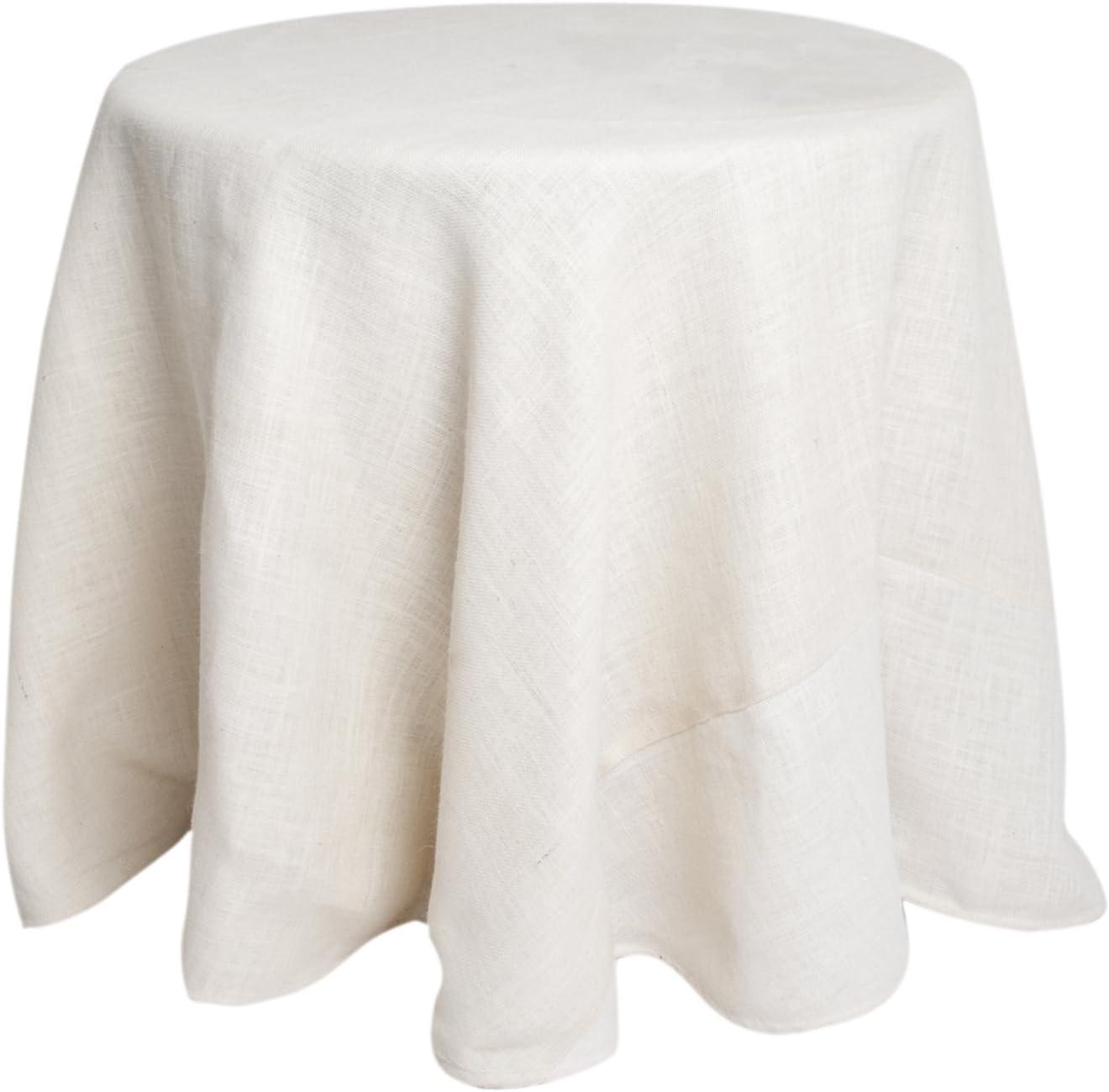 Ivory Burlap Round Fall Tablecloth, 108-Inch