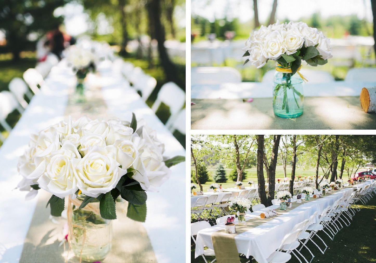 Artificial Flowers Rose Bouquet 2 Fake Flowers Silk Plastic Artificial White Roses 18 Heads Bridal Wedding Bouquet for Home Garden Party Wedding Decoration White