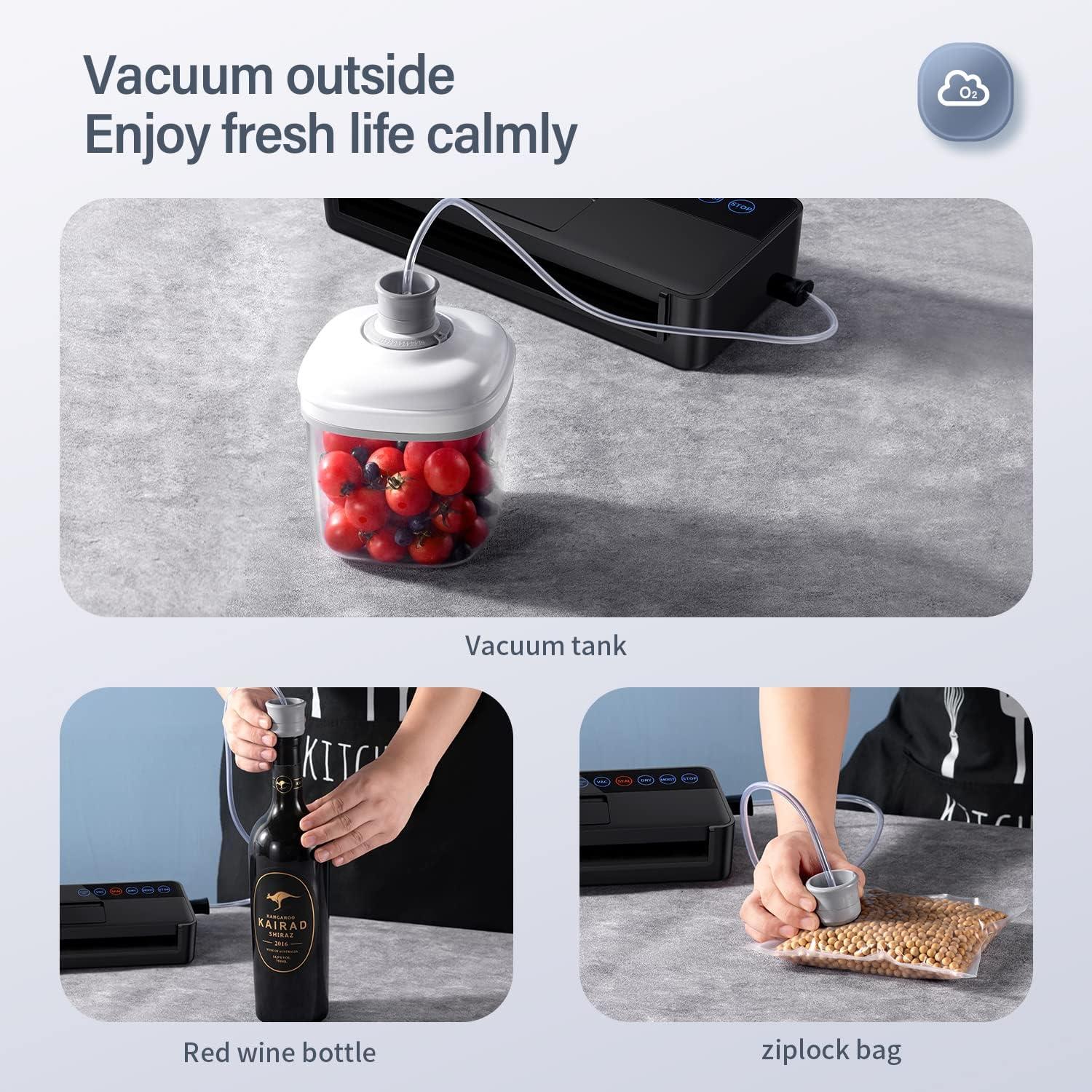 Vacuum Sealer Machine, Full Automatic Food Sealer (95Kpa), vacuum sealers bags, Air Sealing System Dry, Moist Food Preservation Modes, Lab Tested, LED Indicator Lights