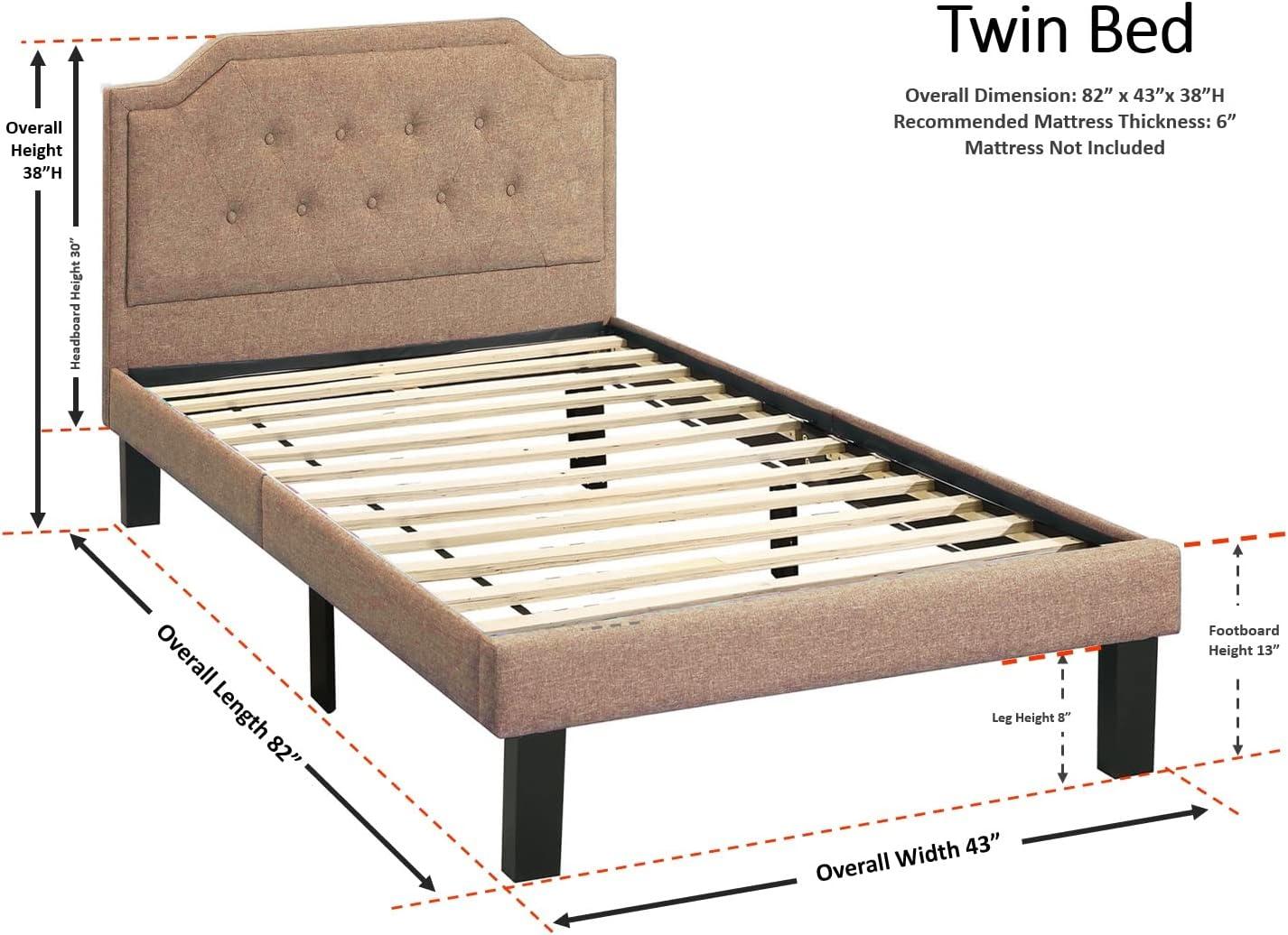 Poundex F9346T Teen Twin Size Bed In Gray Fabric