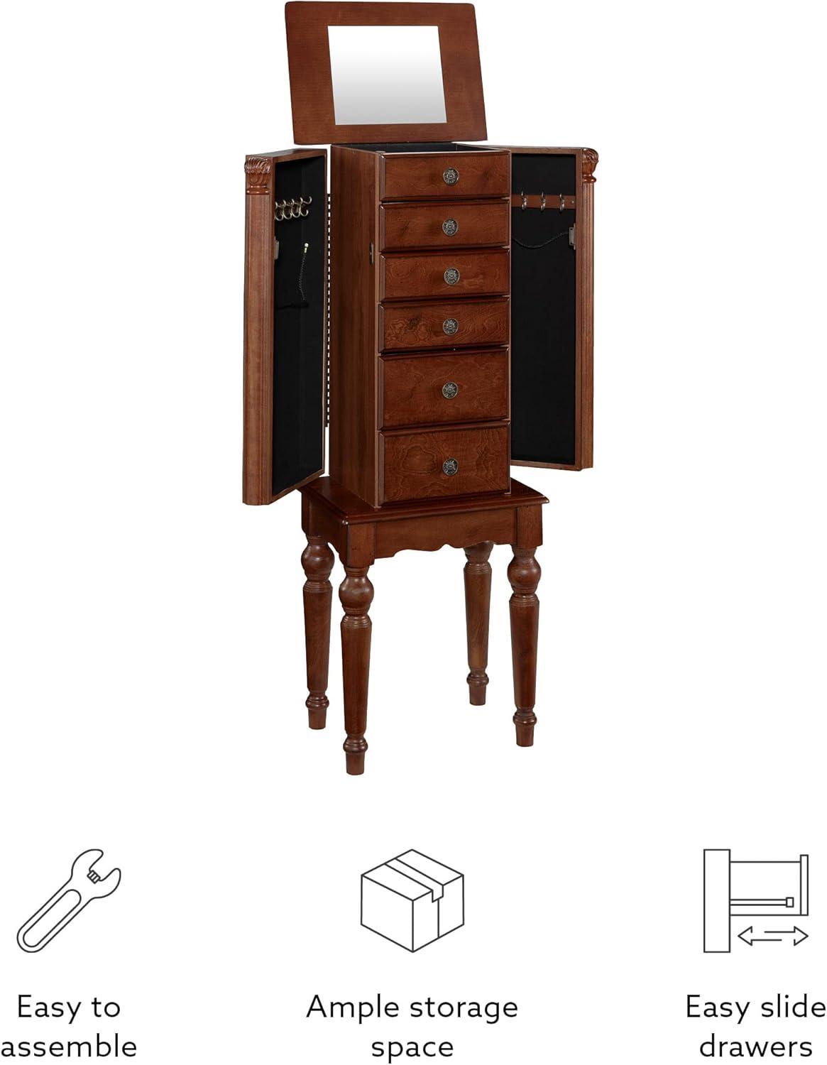 Lightly Distressed Deep Cherry Jewelry Armoire